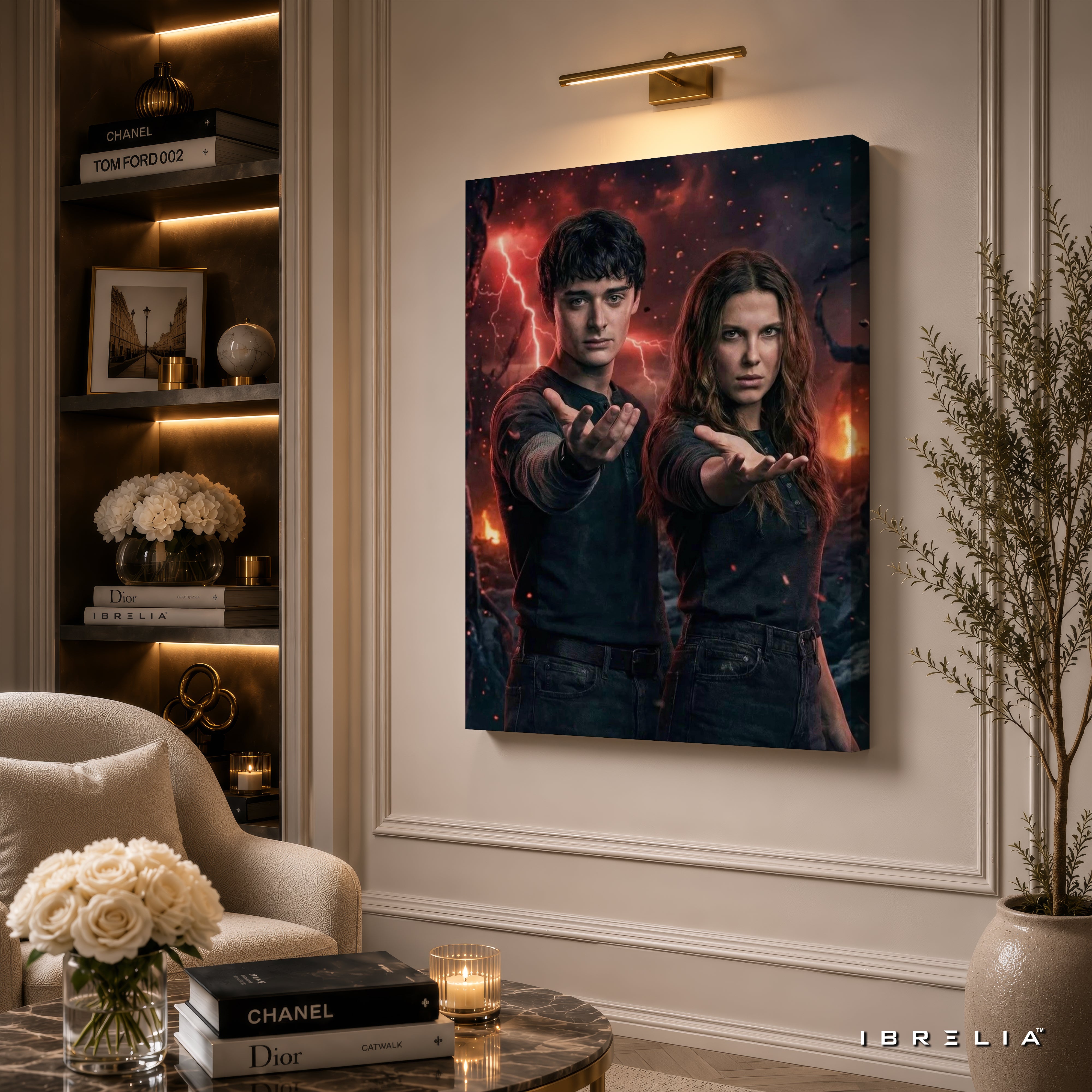 Stranger Things Eleven & Will Premium Canvas Wall Art – Netflix Hawkins Supernatural Artwork | Sci-Fi TV Series Canvas Decor | IBRELIA™