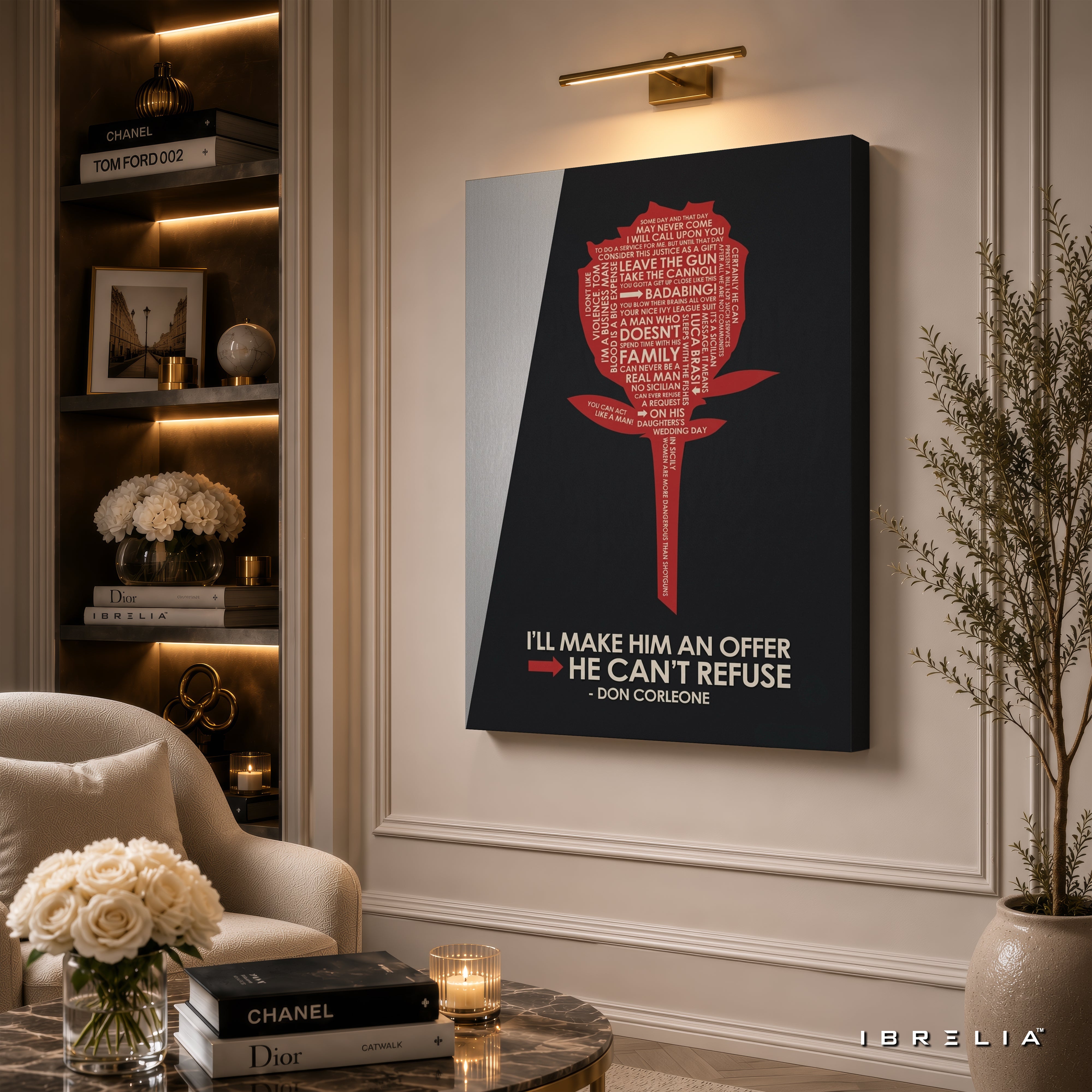 The Godfather Quote Wall Art – Don Corleone "I'll Make Him An Offer He Can't Refuse" Premium Movie Wall Decor | IBRELIA™