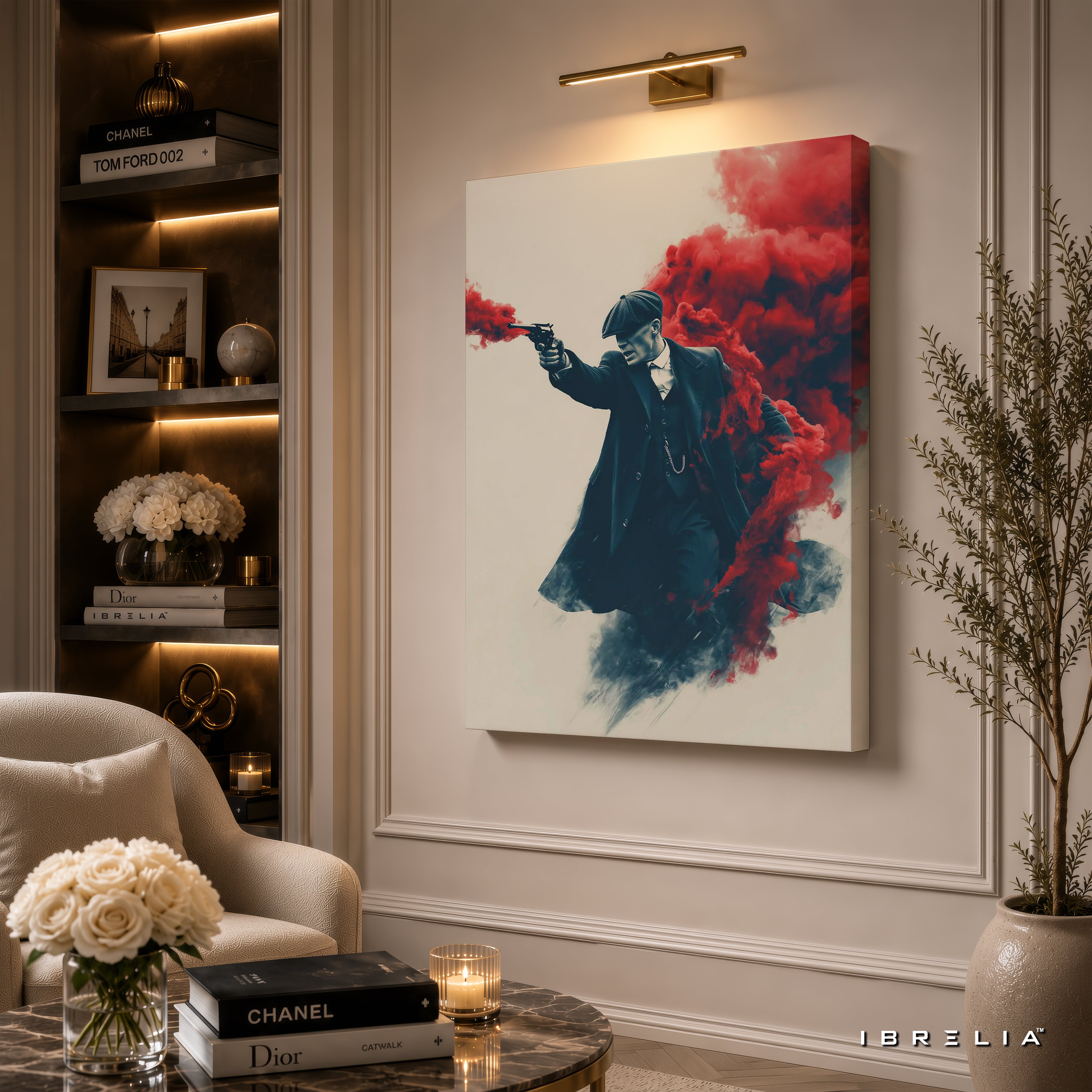 Thomas Shelby Smoke Gun Premium Wall Art – Peaky Blinders 4K Wrapped MDF Frame | IBRELIA™