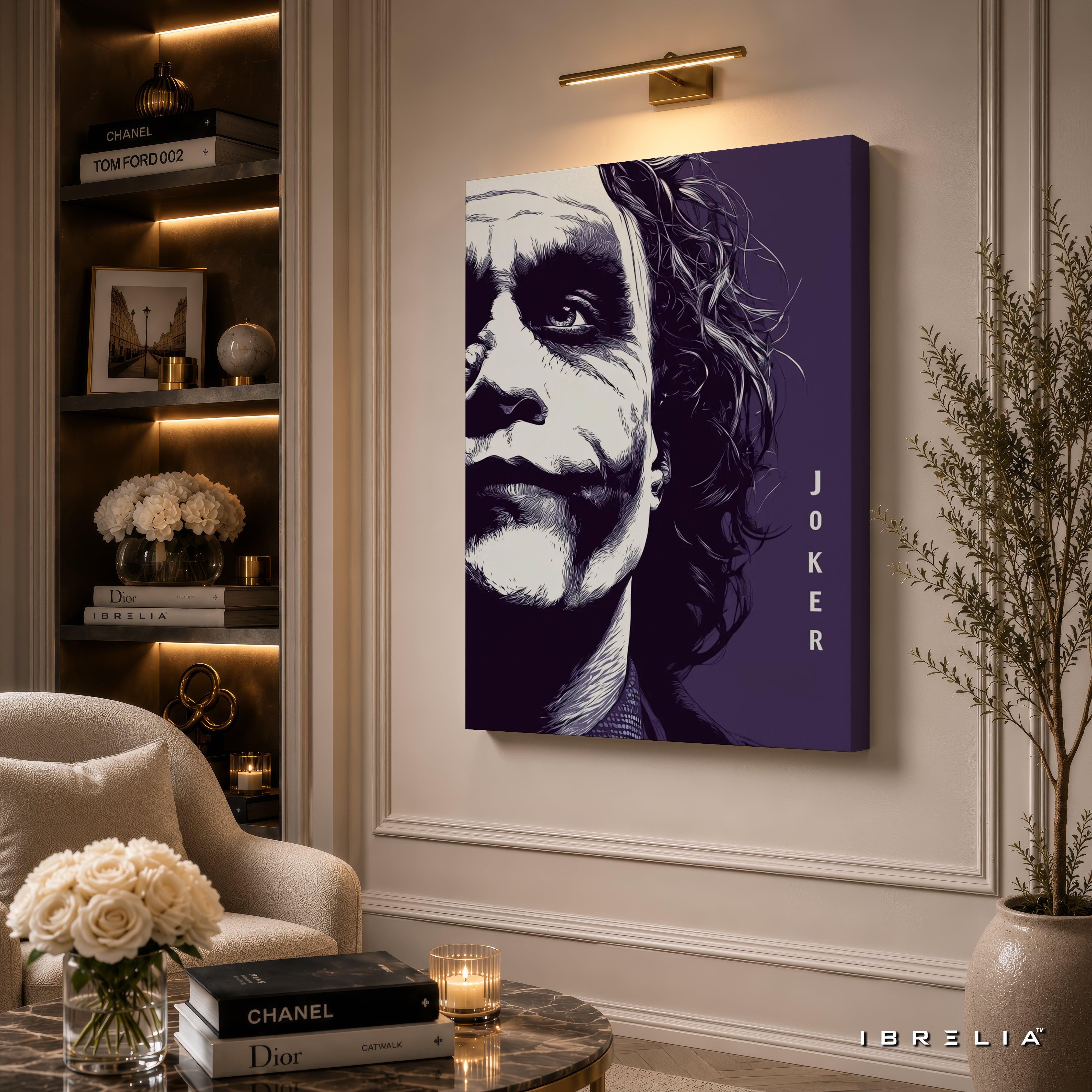 The Dark Knight Joker Wall Art – Heath Ledger Minimalist Premium Wrapped MDF Wall Decor | IBRELIA™