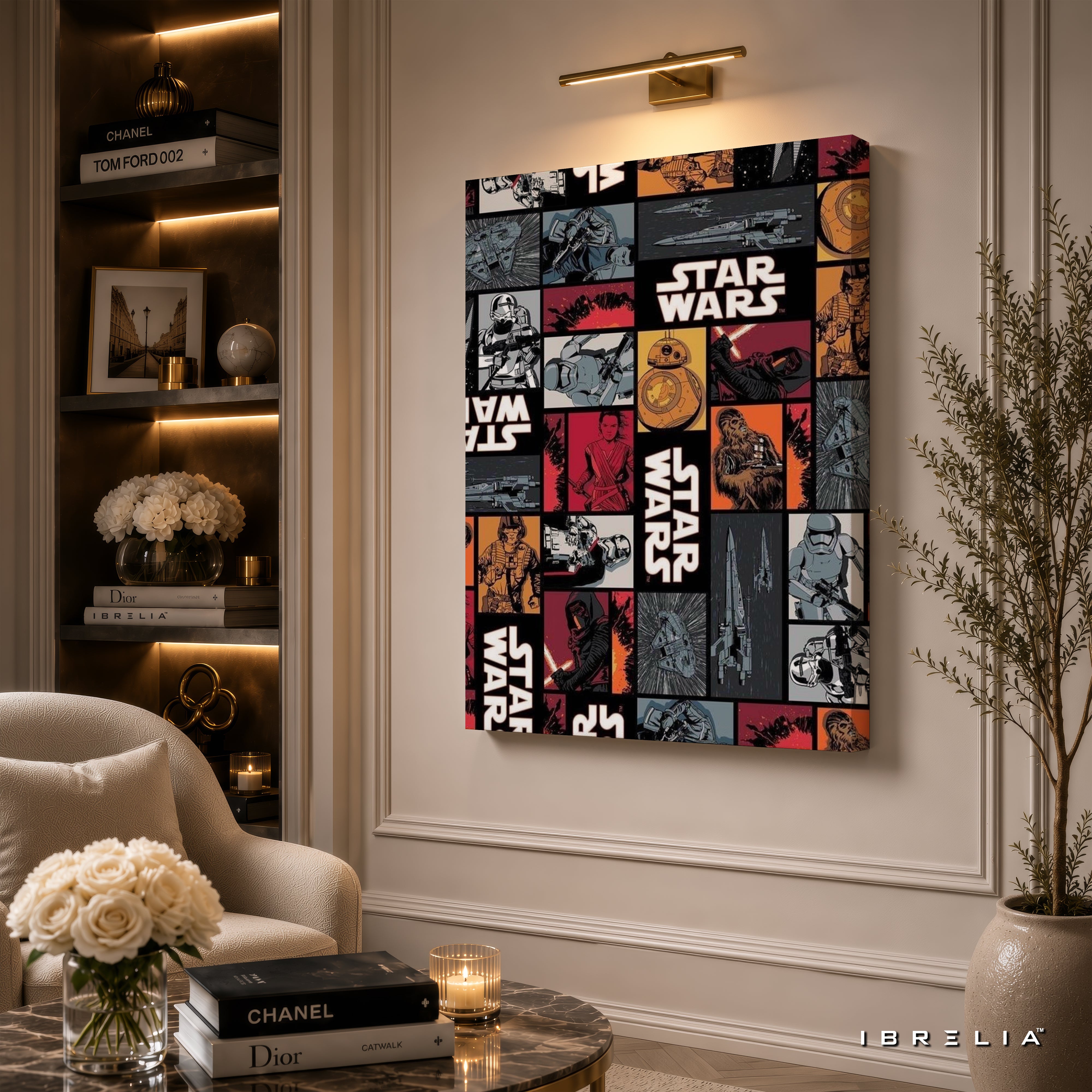 Star Wars Comic Collage Premium Canvas Wall Art – Retro Galaxy Poster | Sci-Fi Movie Decor | IBRELIA™