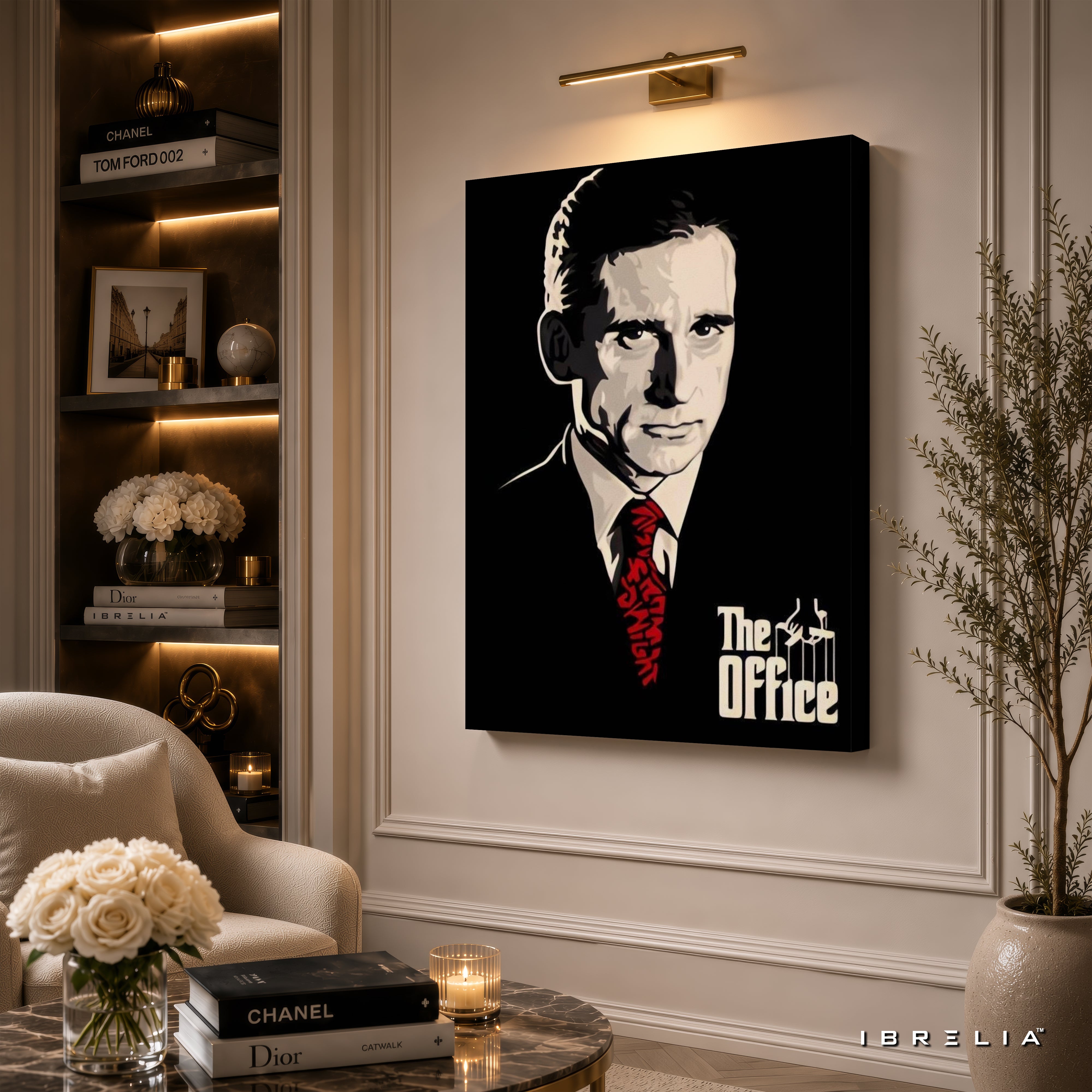 The Office Michael Scott "The Godfather" Wall Art – Minimalist Mafia Style Portrait 4K Wrapped MDF Frame | IBRELIA™