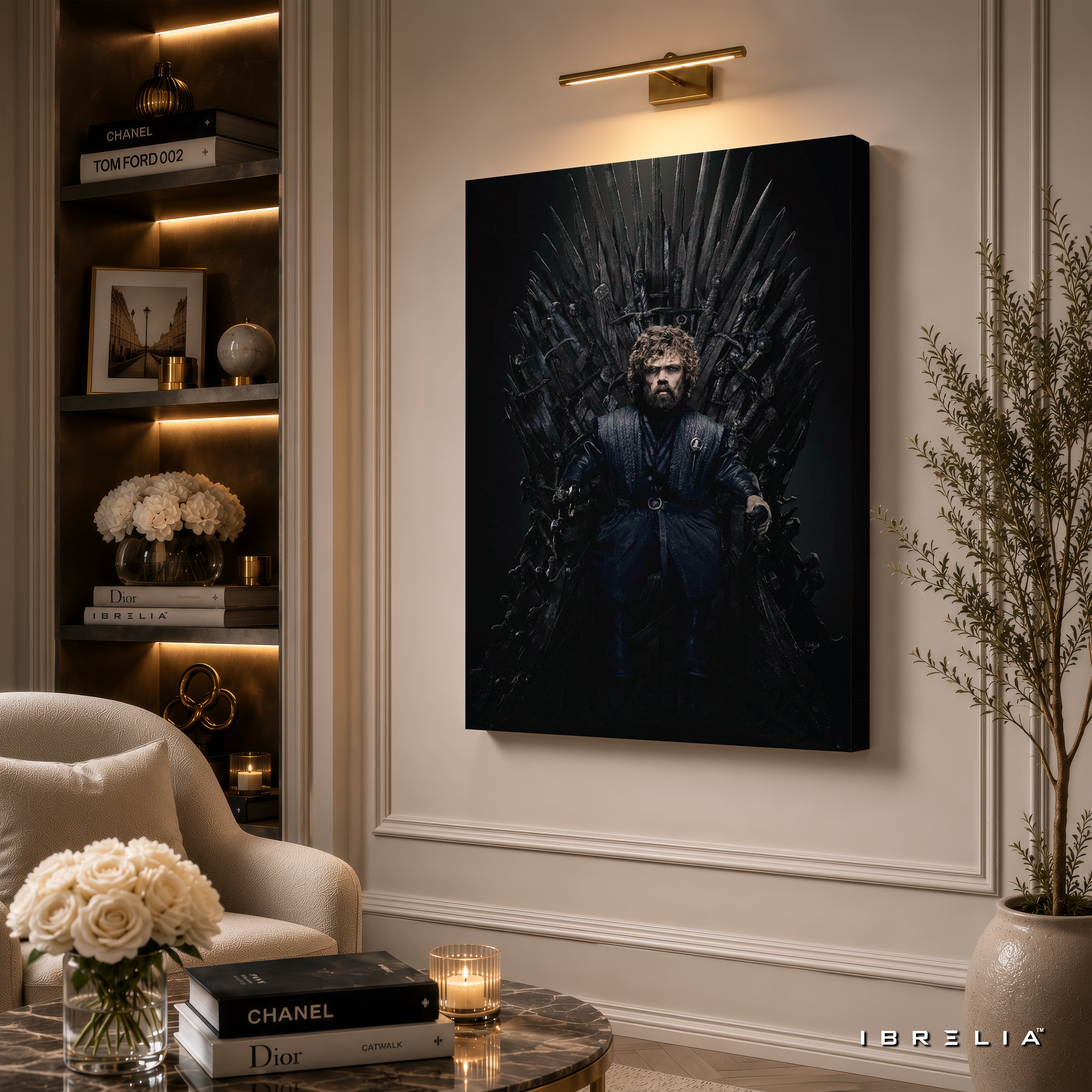 Tyrion Lannister Iron Throne Premium Wall Art – Game of Thrones 4K Wrapped MDF Frame | IBRELIA™