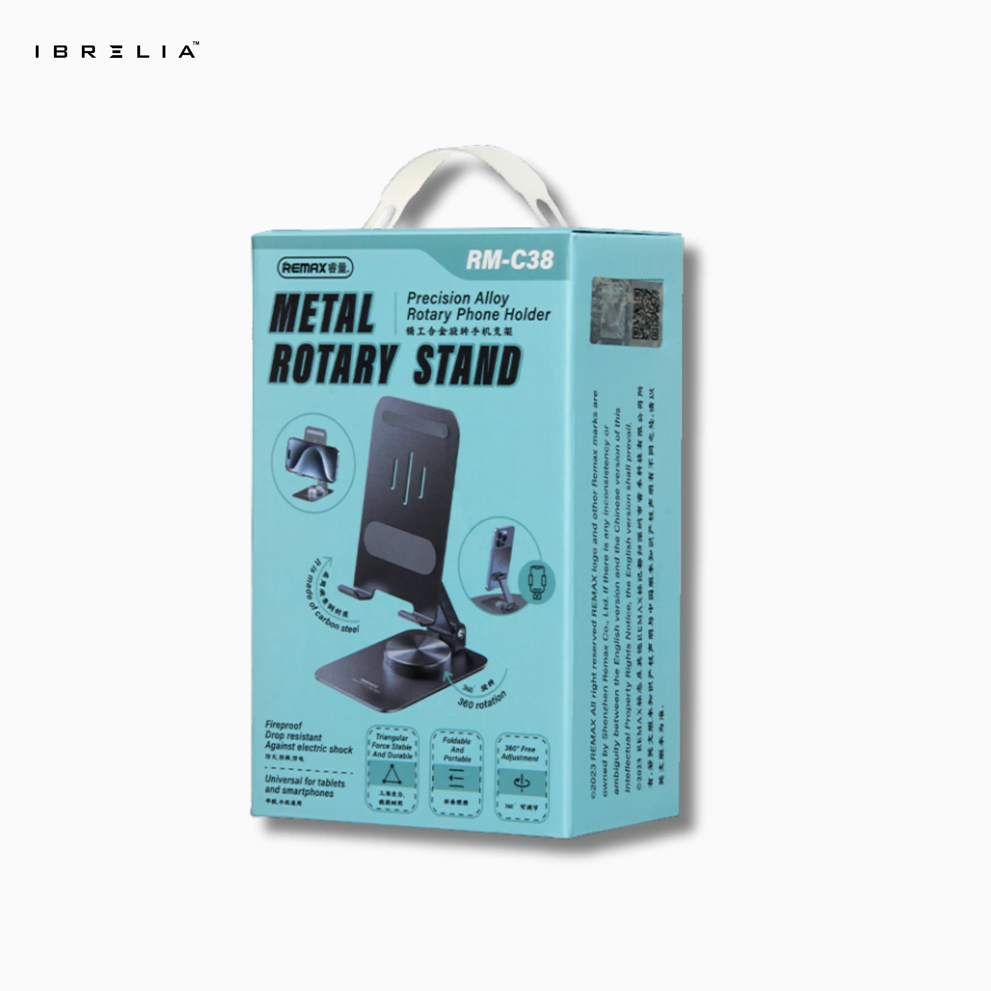 Remax RM-C38 Precision Alloy Rotary Phone Holder | 360° Adjustable Metal Stand | Universal Desk Holder | IBRELIA™ IBRELIA