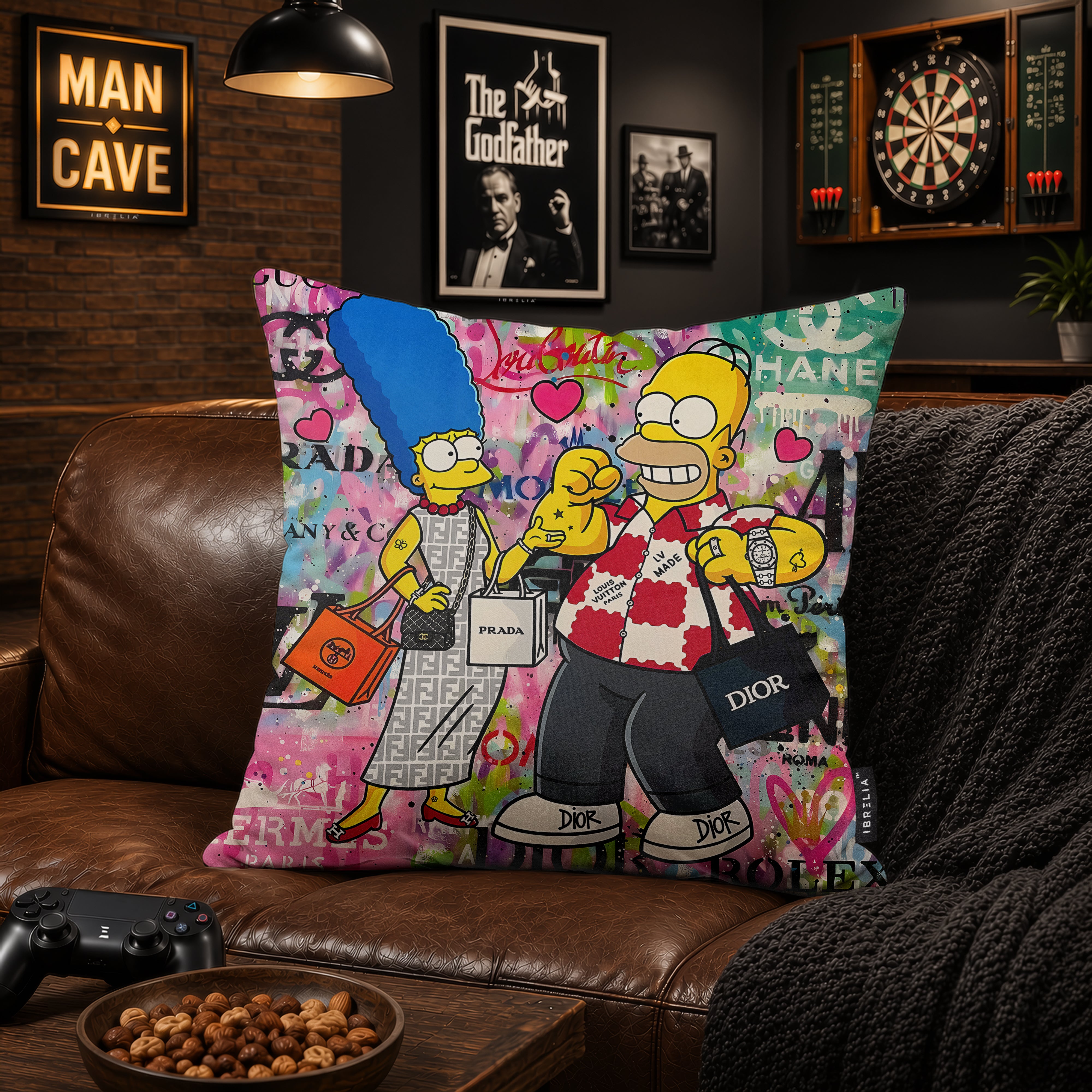 Homer & Marge Simpson Luxury Love Pop Art Cushion | Premium Velvet Suede | Double-Sided Print