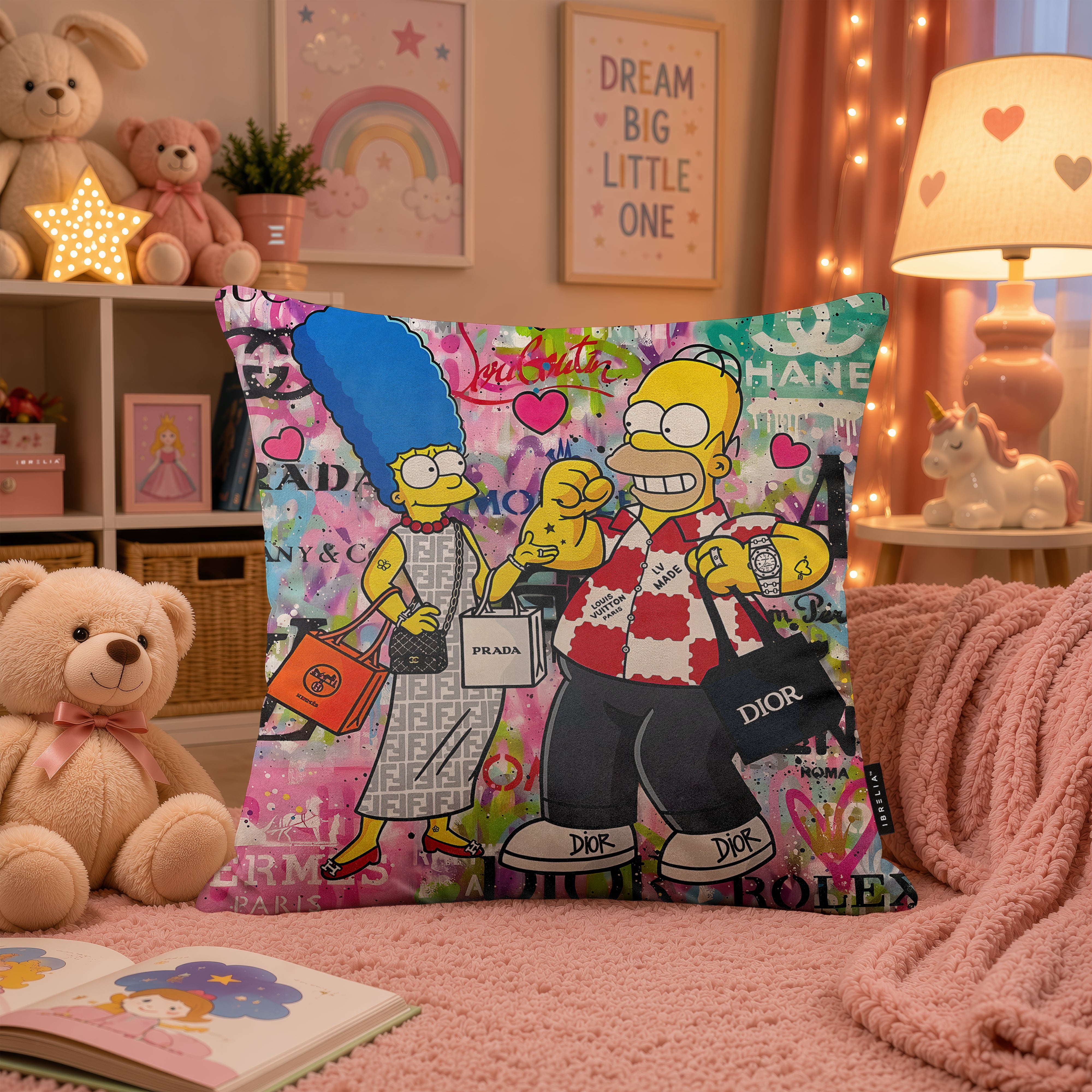 Homer & Marge Simpson Luxury Love Pop Art Cushion | Premium Velvet Suede | Double-Sided Print
