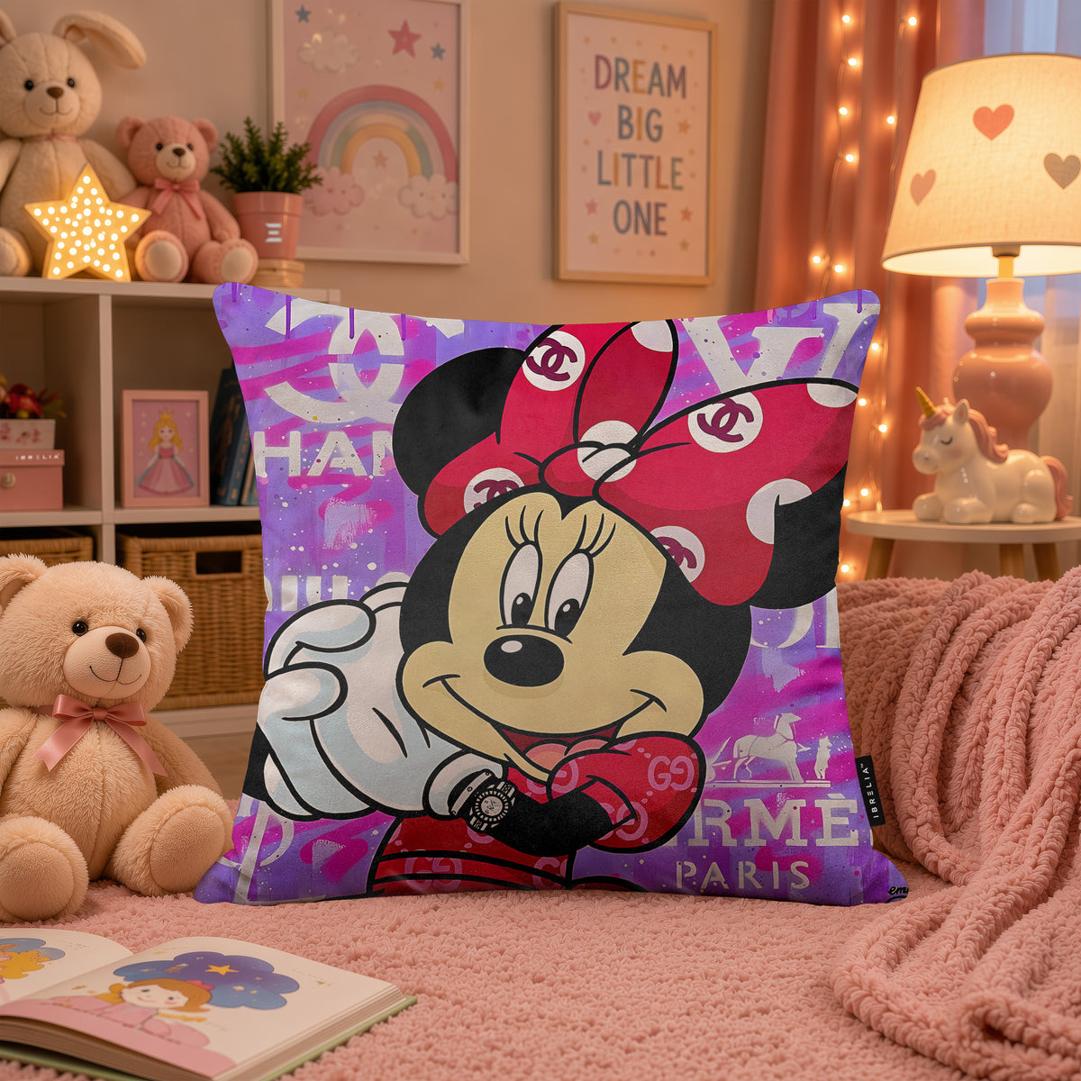 Minnie Mouse Luxury Fashion Pop Art Cushion | Premium Velvet Suede | Double-Sided Print