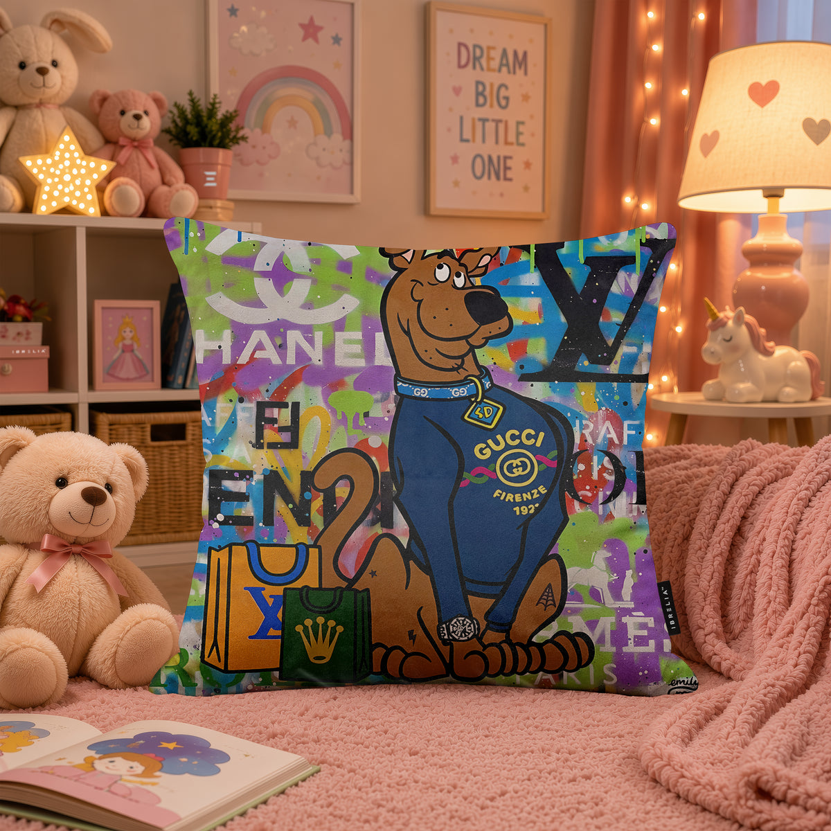 Scooby-Doo Luxury Shopping Fashion Pop Art Cushion | Premium Velvet Suede | Double-Sided Print