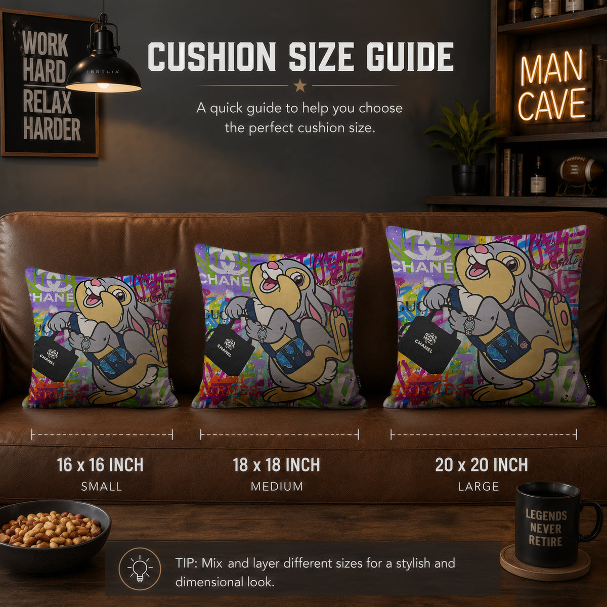 Thumper Luxury Shopping Pop Art Cushion | Premium Velvet Suede | Double-Sided Print