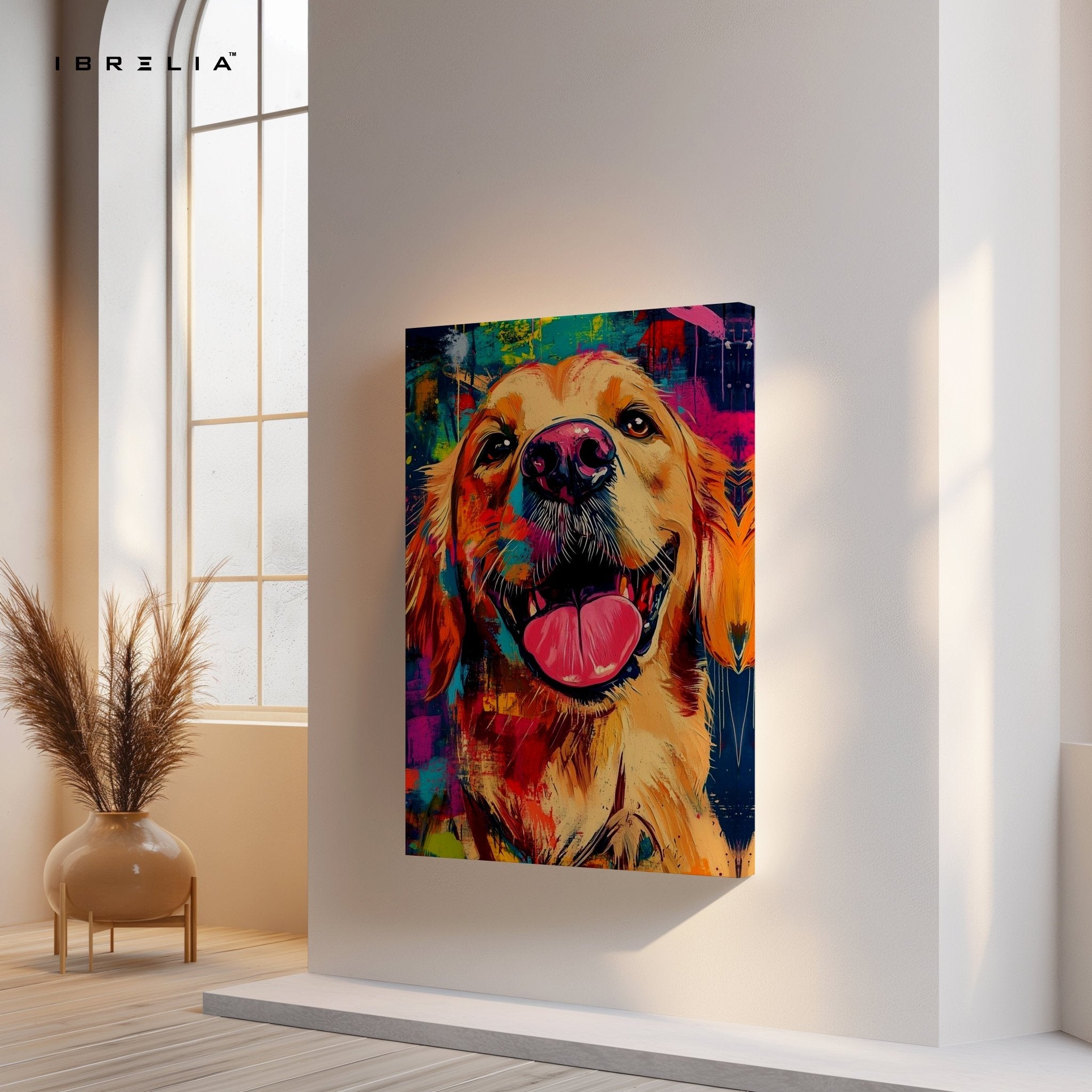 Colorful Golden Retriever Wall Frame | 4K Ultra Wrap Frame Wall Art in Pakistan | IBRELIA™ - IBRELIA