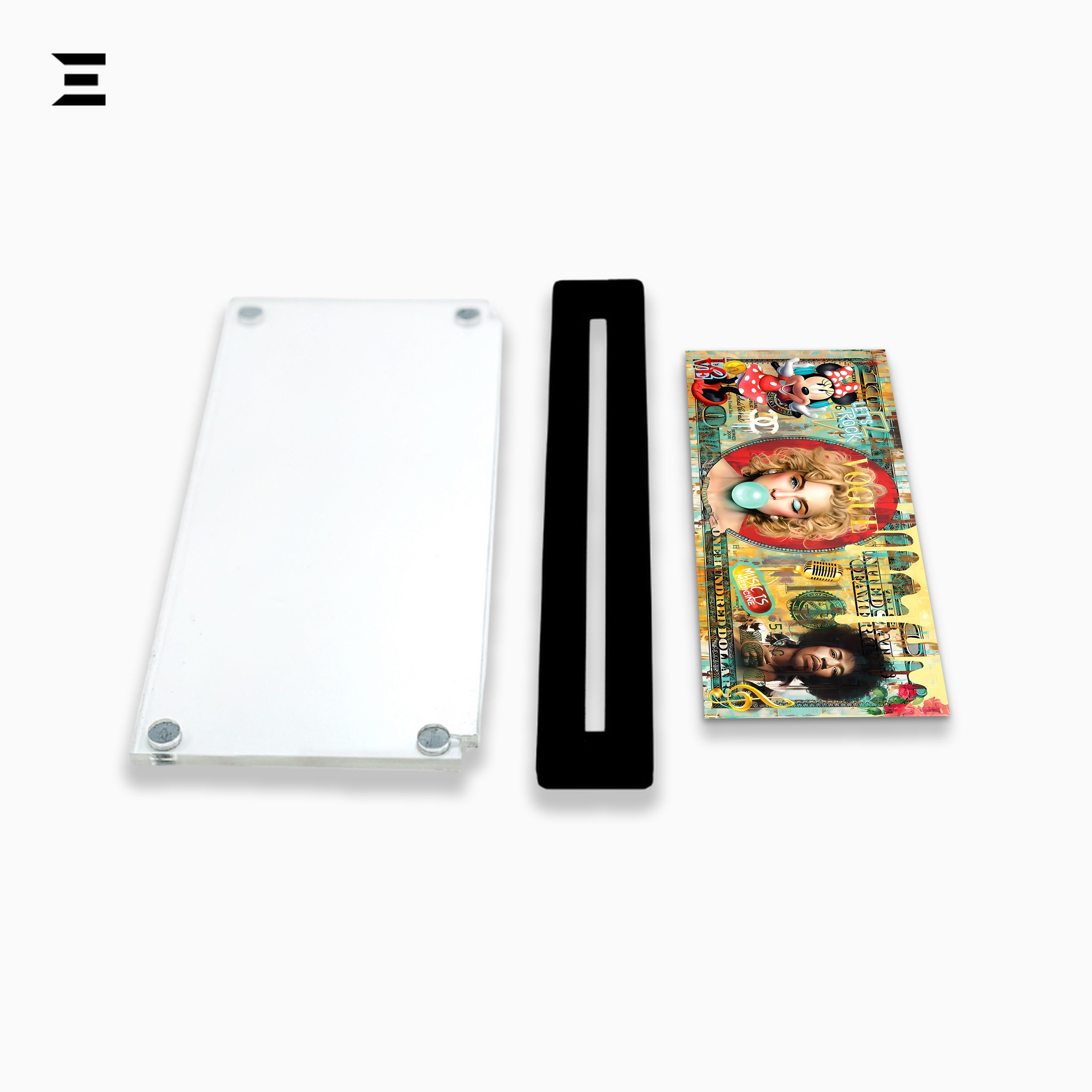 Premium Magnetic Acrylic Frame with Black Base – Madonna, Jimi Hendrix & Minnie Mouse Pop Art IBRELIA