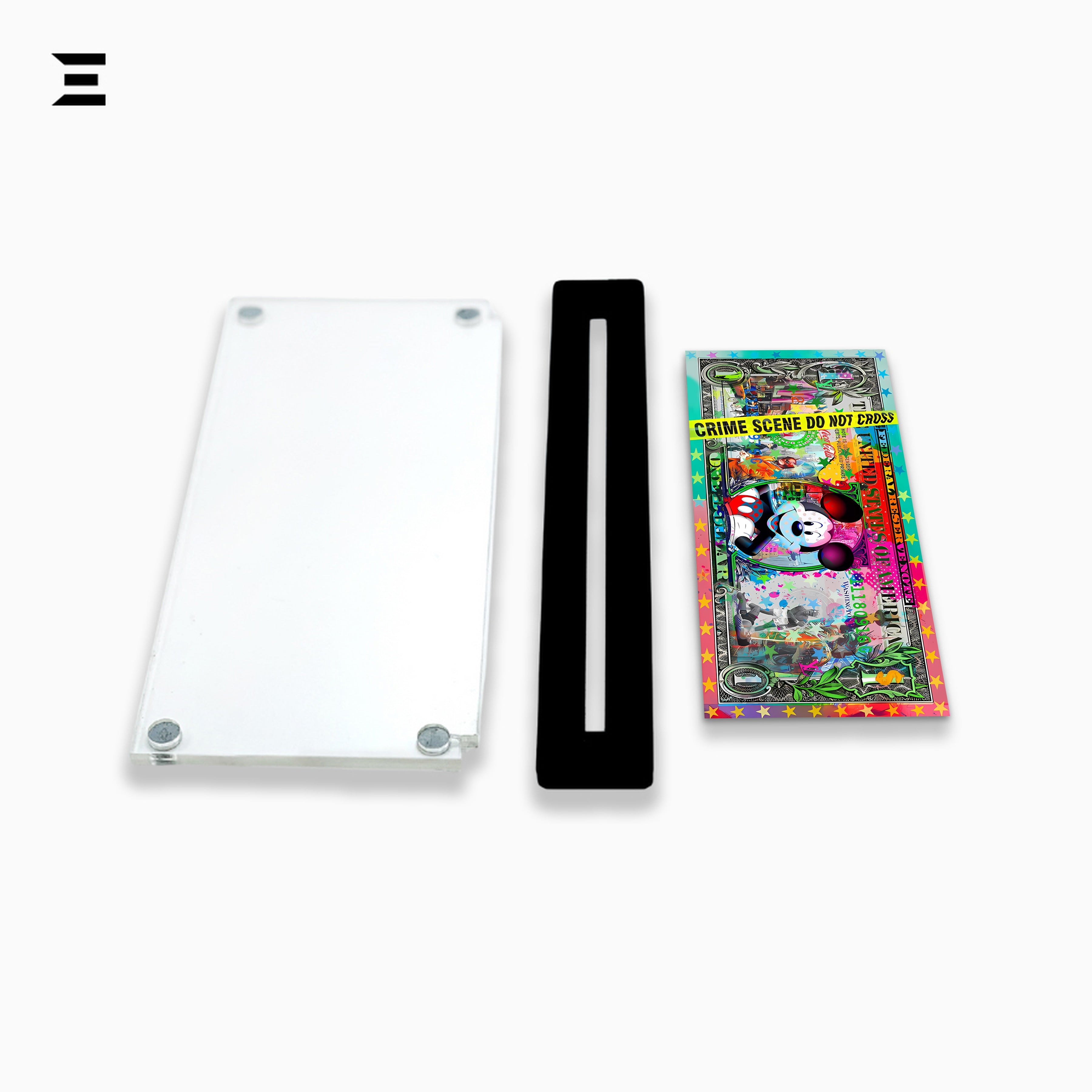 Premium Magnetic Acrylic Frame with Black Base – Mickey Mouse Graffiti $1 Pop Art Dollar IBRELIA