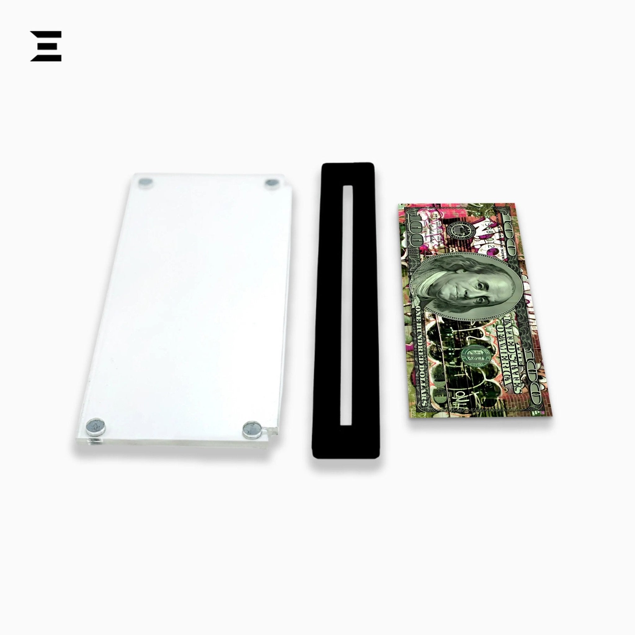 Premium Magnetic Acrylic Frame with Black Base – Benjamin Franklin Graffiti $100 Dollar Art - IBRELIA