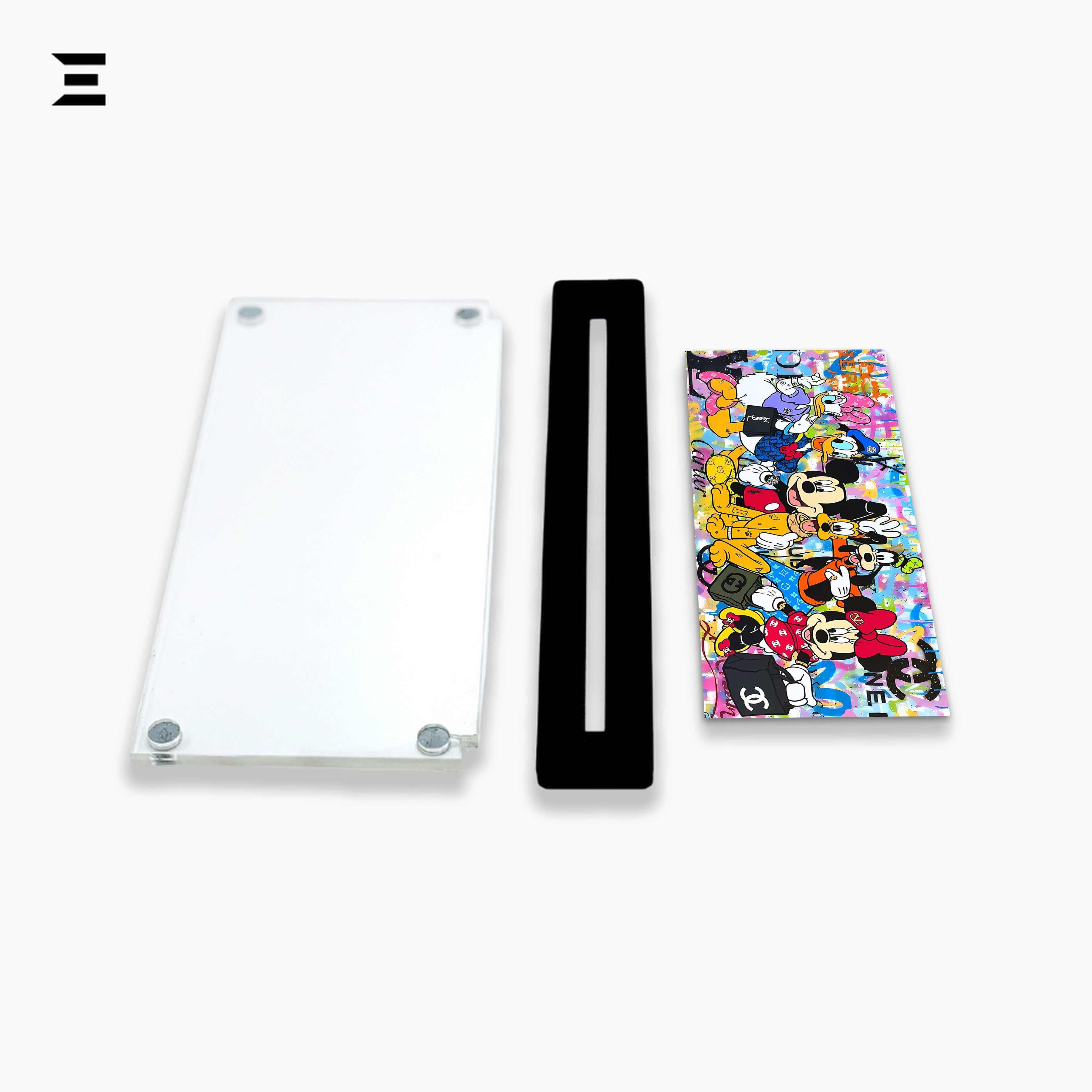 Premium Magnetic Acrylic Frame with Black Base – Mickey, Minnie, Donald, Daisy, Goofy & Pluto Pop Art IBRELIA