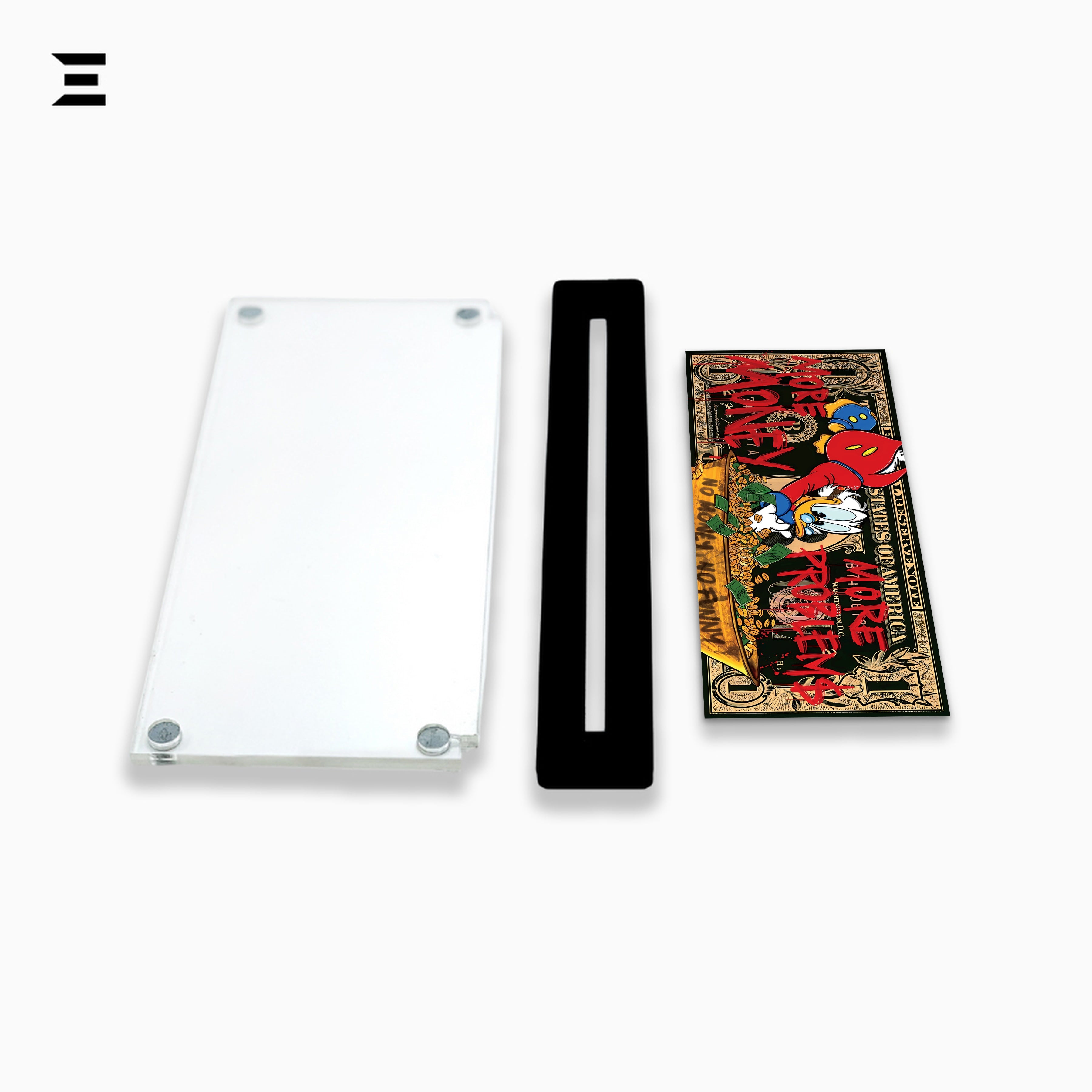 Premium Magnetic Acrylic Frame with Black Base – Scrooge McDuck "More Money More Problems" Pop Art IBRELIA