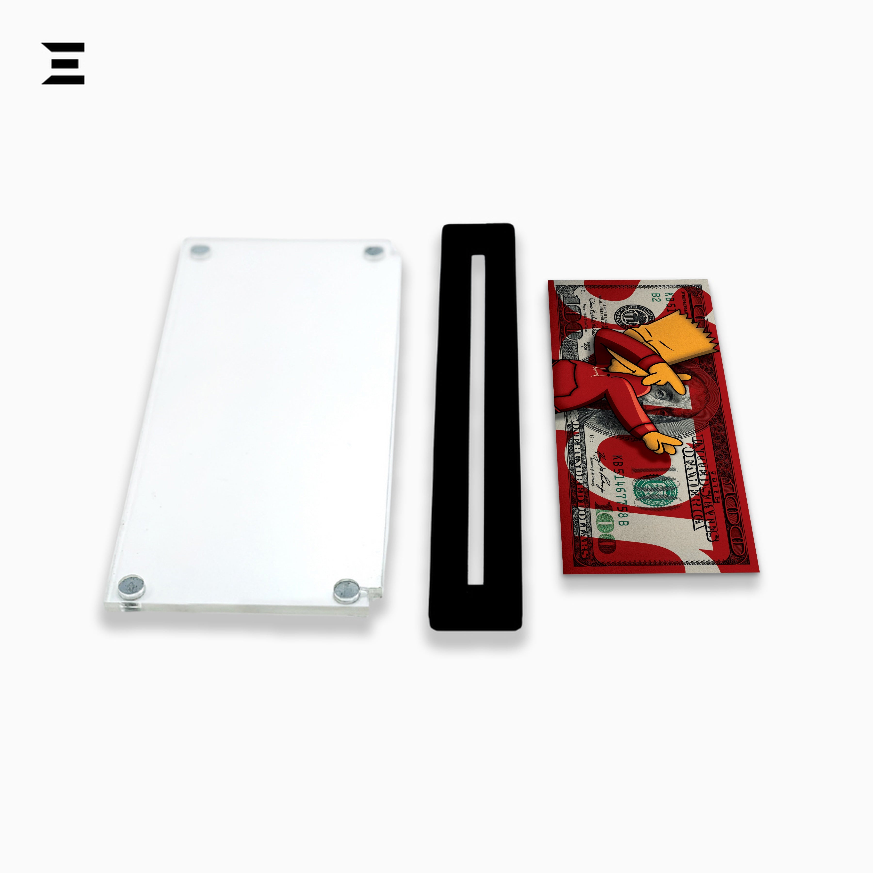 Premium Magnetic Acrylic Frame with Black Base – Bart Simpson Dabbing $100 Pop Art IBRELIA