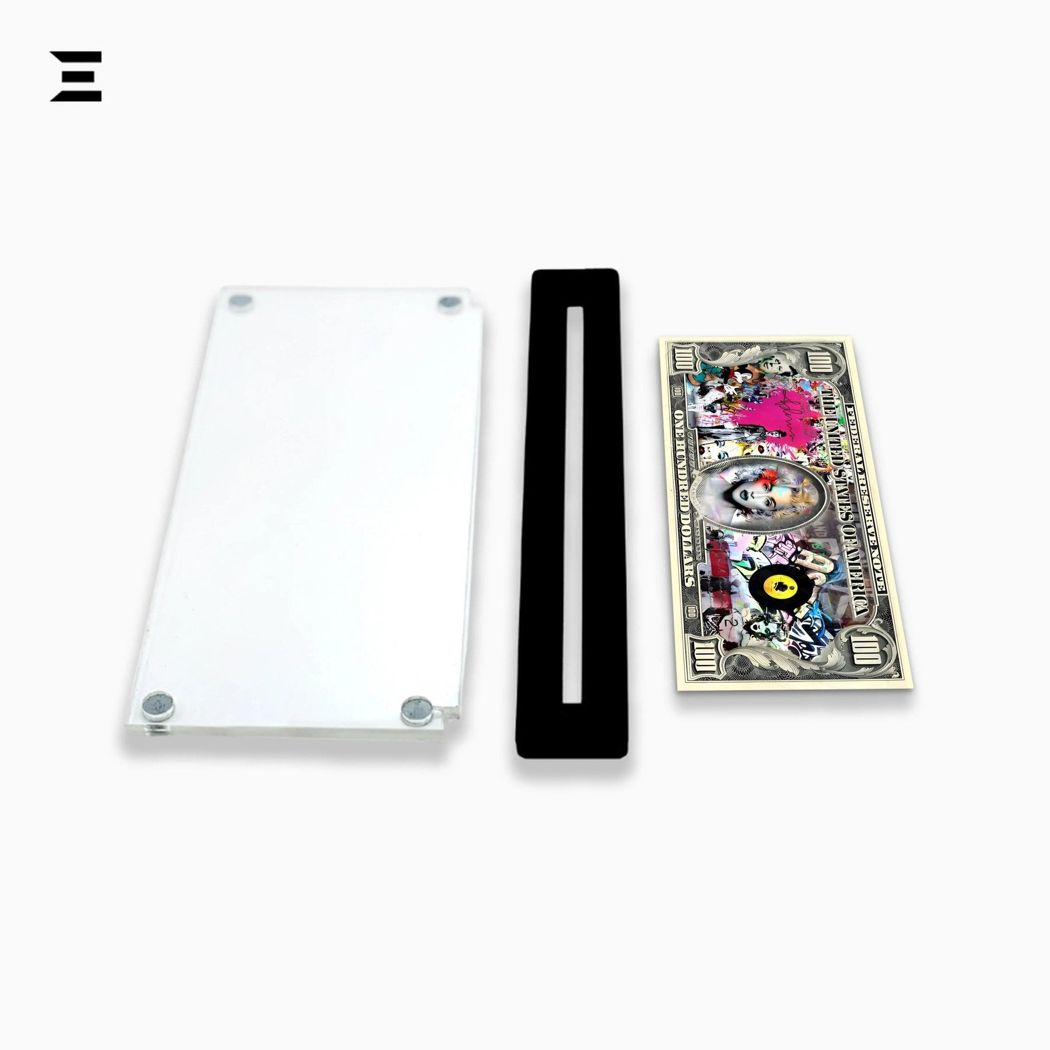 Premium Magnetic Acrylic Frame with Black Base – Madonna $100 Pop Art Dollar - IBRELIA
