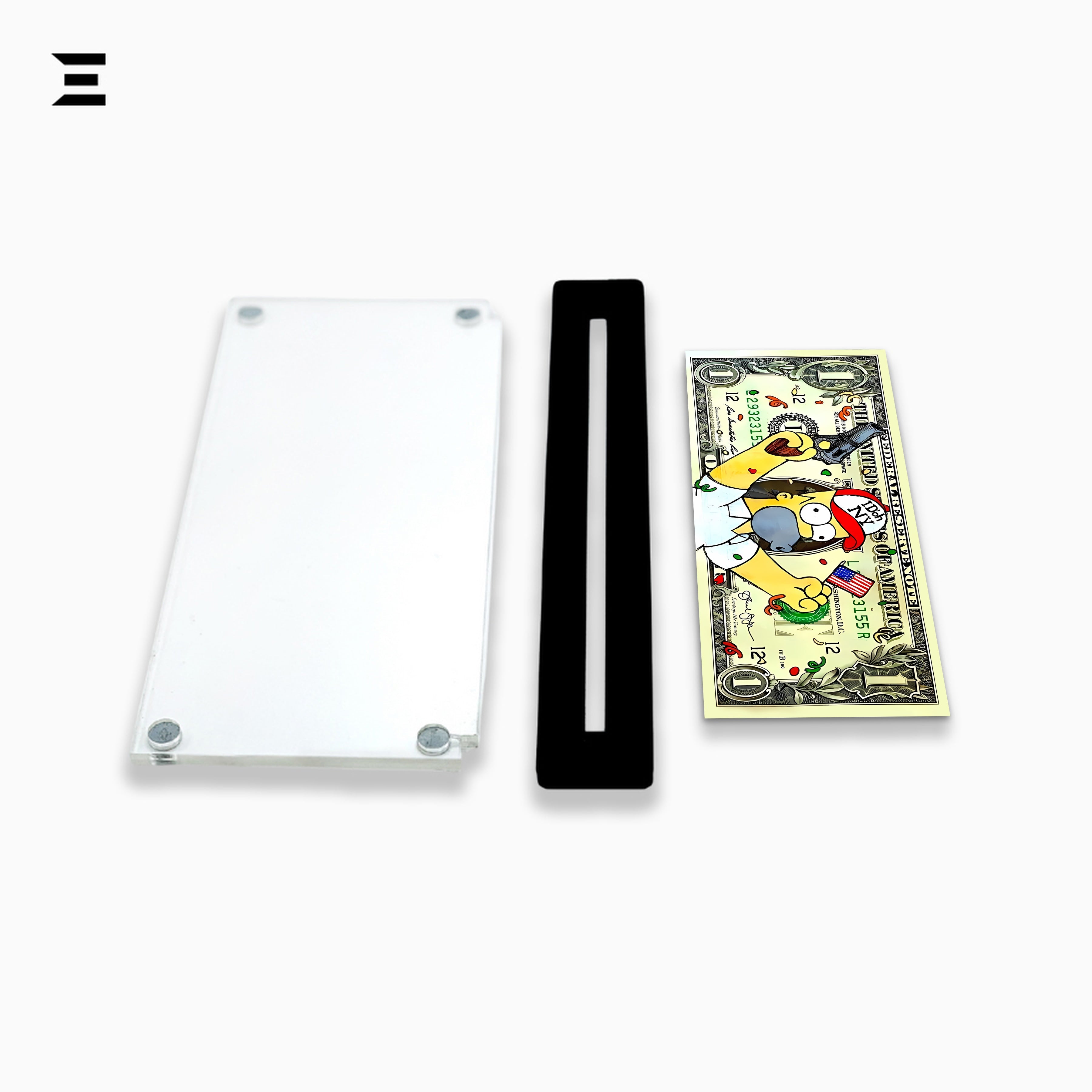 Premium Magnetic Acrylic Frame with Black Base – Homer Simpson $1 Pop Art Dollar IBRELIA
