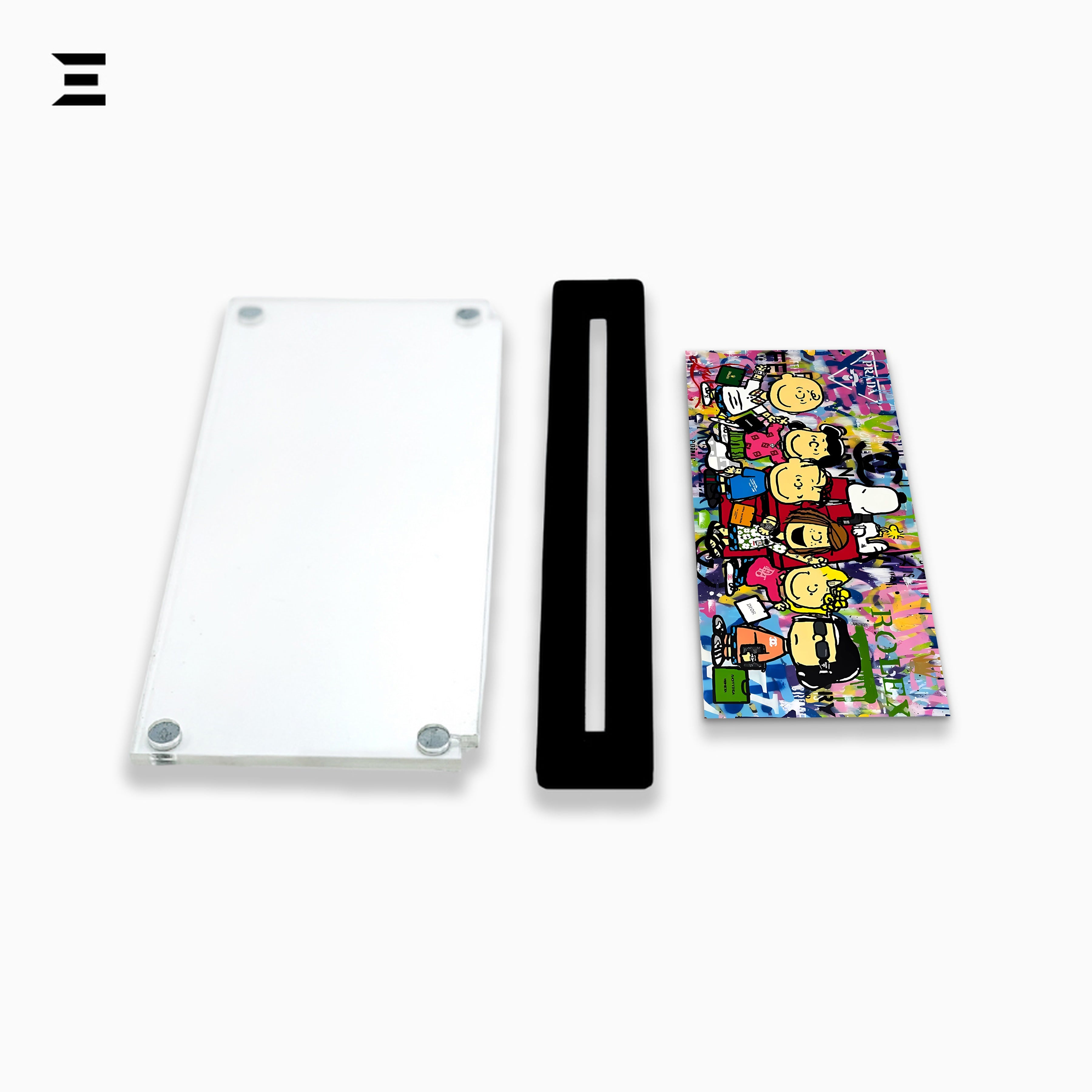 Premium Magnetic Acrylic Frame with Black Base – Charlie Brown & Snoopy Peanuts Luxury Pop Art IBRELIA