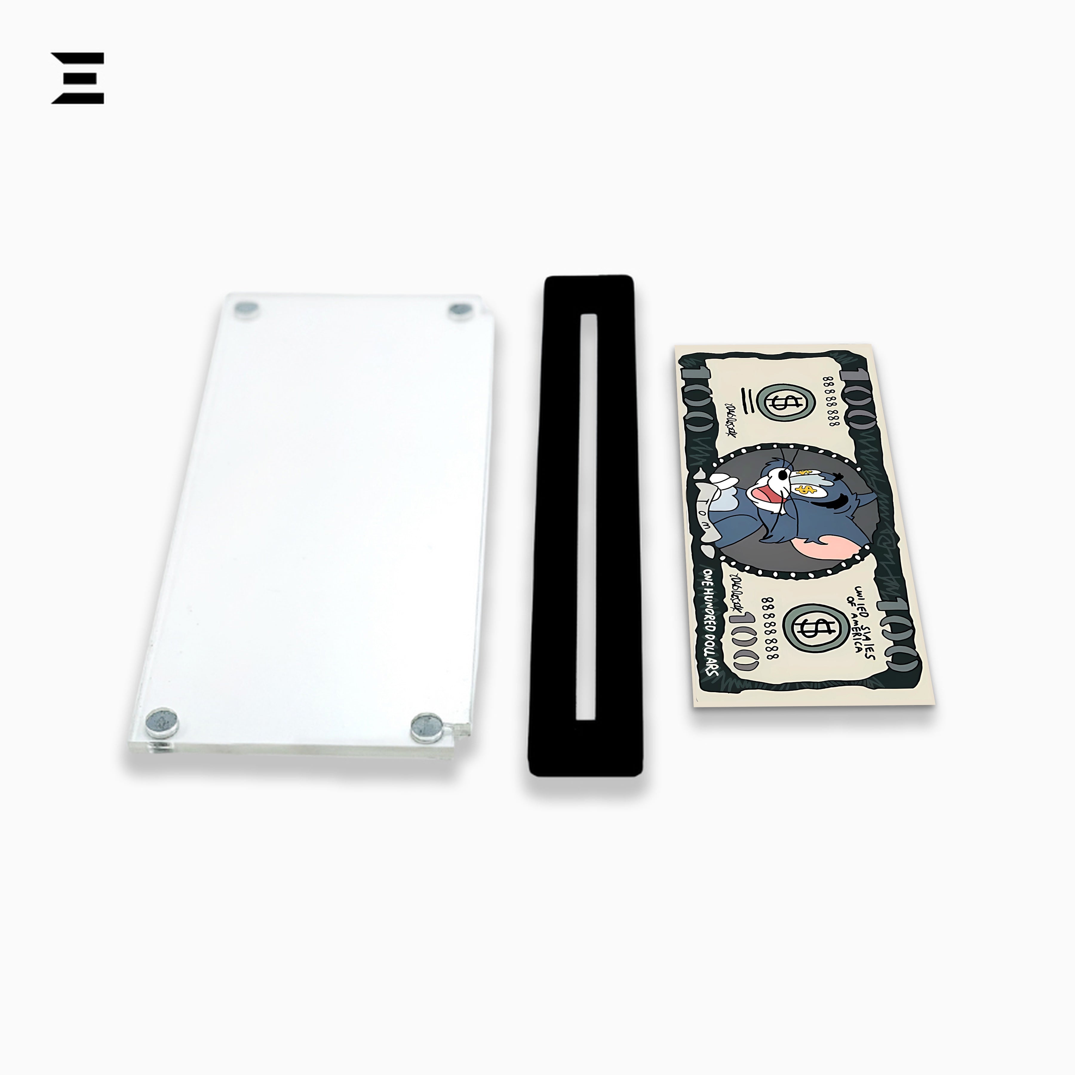 Premium Magnetic Acrylic Frame with Black Base – Tom & Jerry $100 Bill Edition IBRELIA