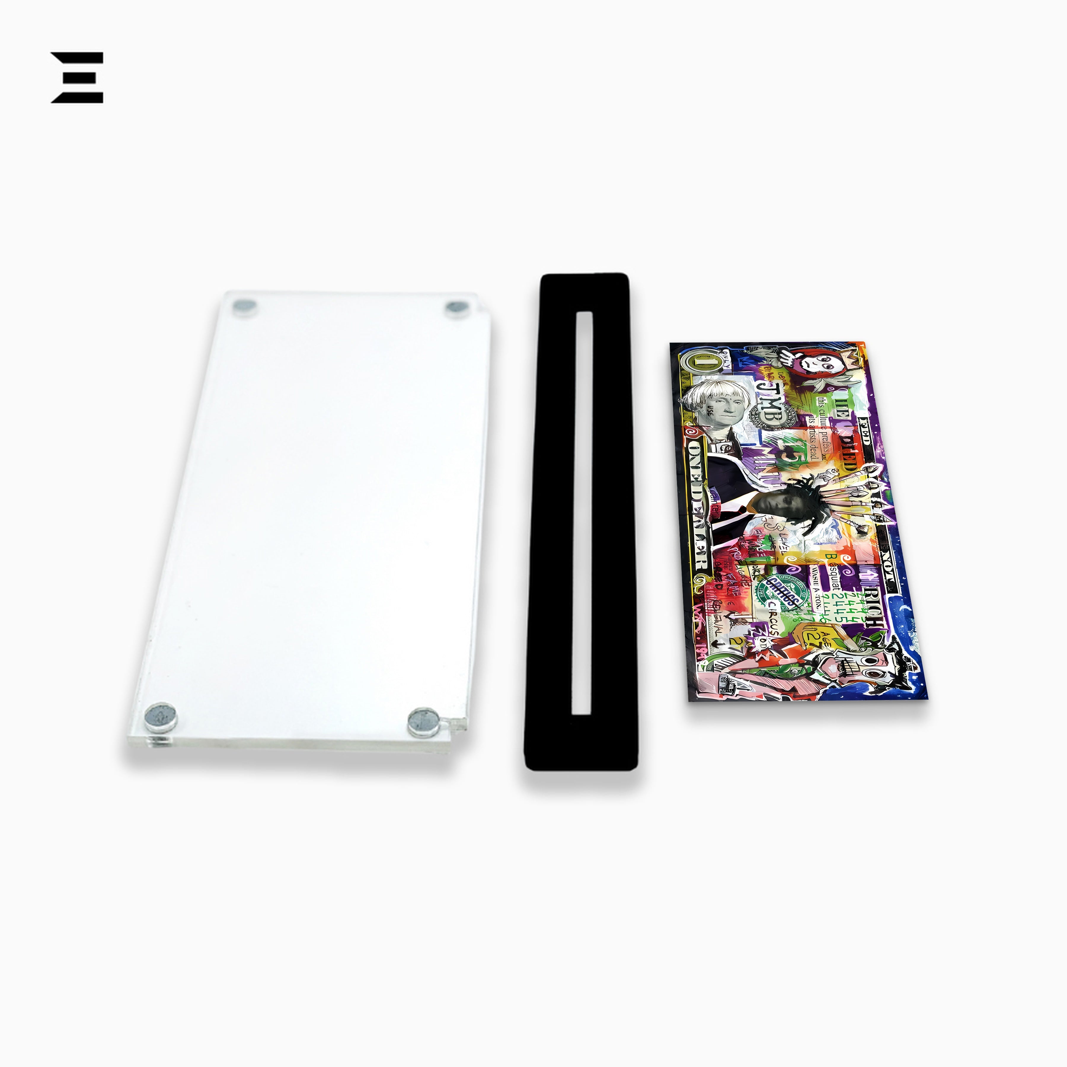 Premium Magnetic Acrylic Frame with Black Base – Jean-Michel Basquiat Pop Art Dollar IBRELIA
