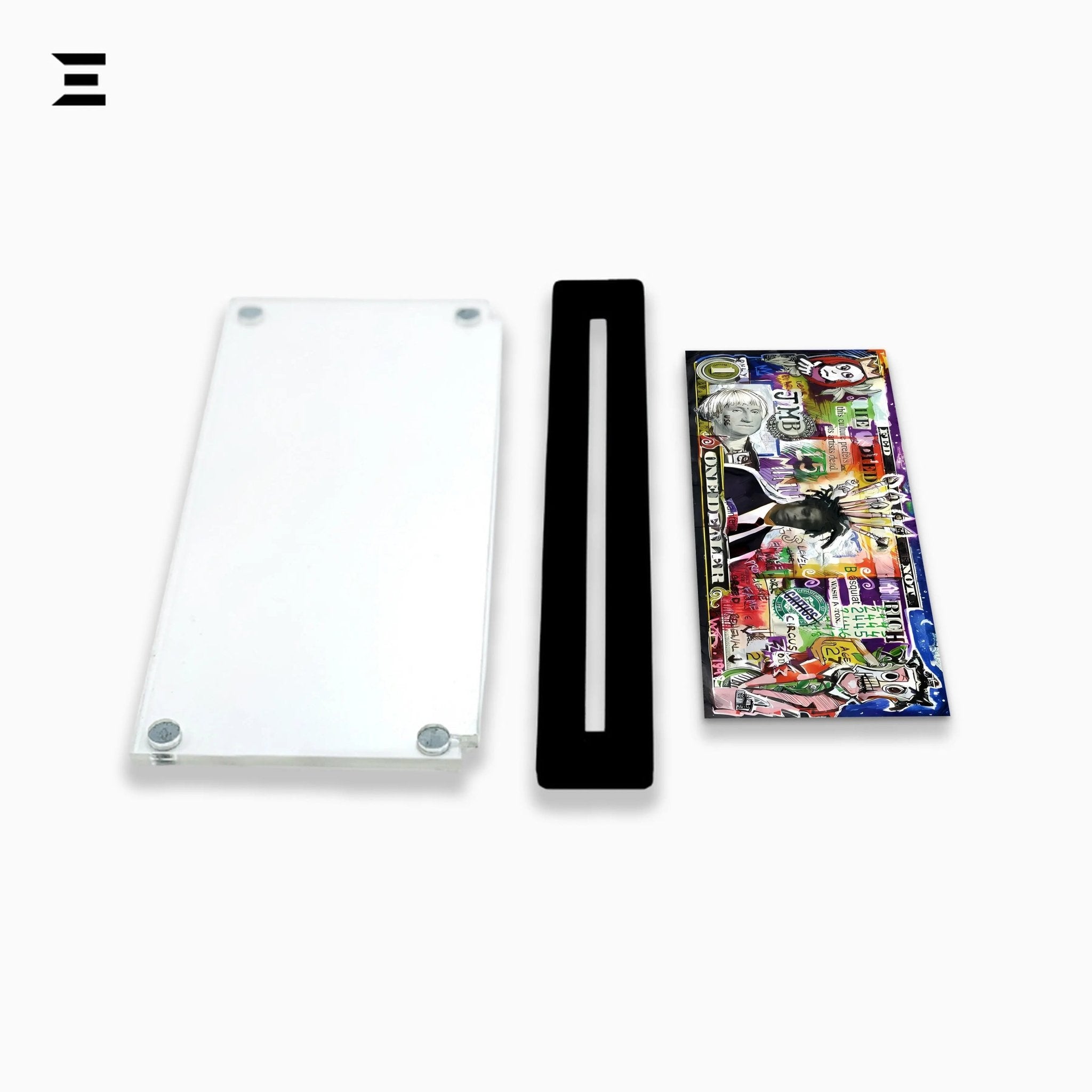 Premium Magnetic Acrylic Frame with Black Base – Jean - Michel Basquiat Pop Art Dollar - IBRELIA