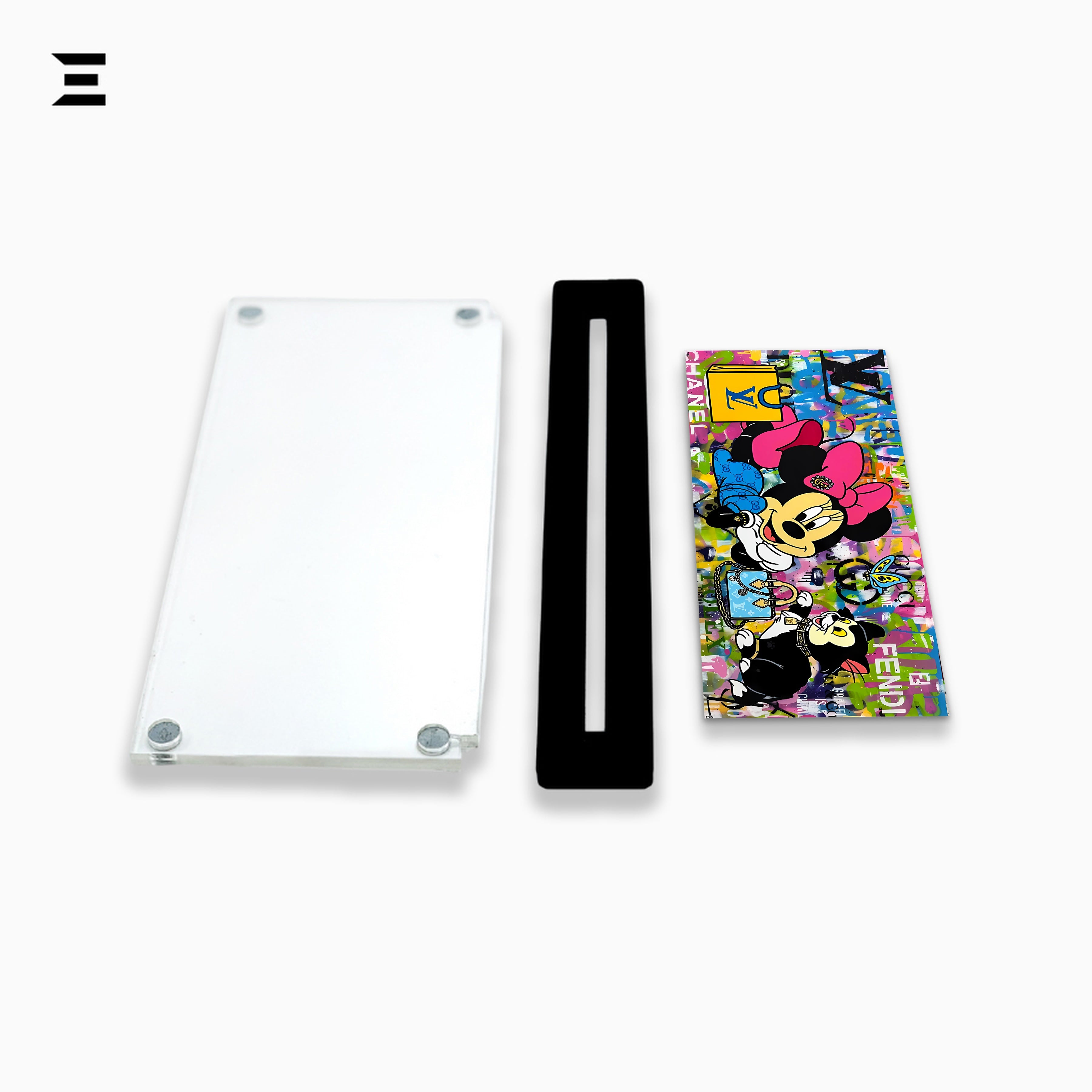 Premium Magnetic Acrylic Frame with Black Base – Minnie Mouse & Figaro Luxury Pop Art IBRELIA