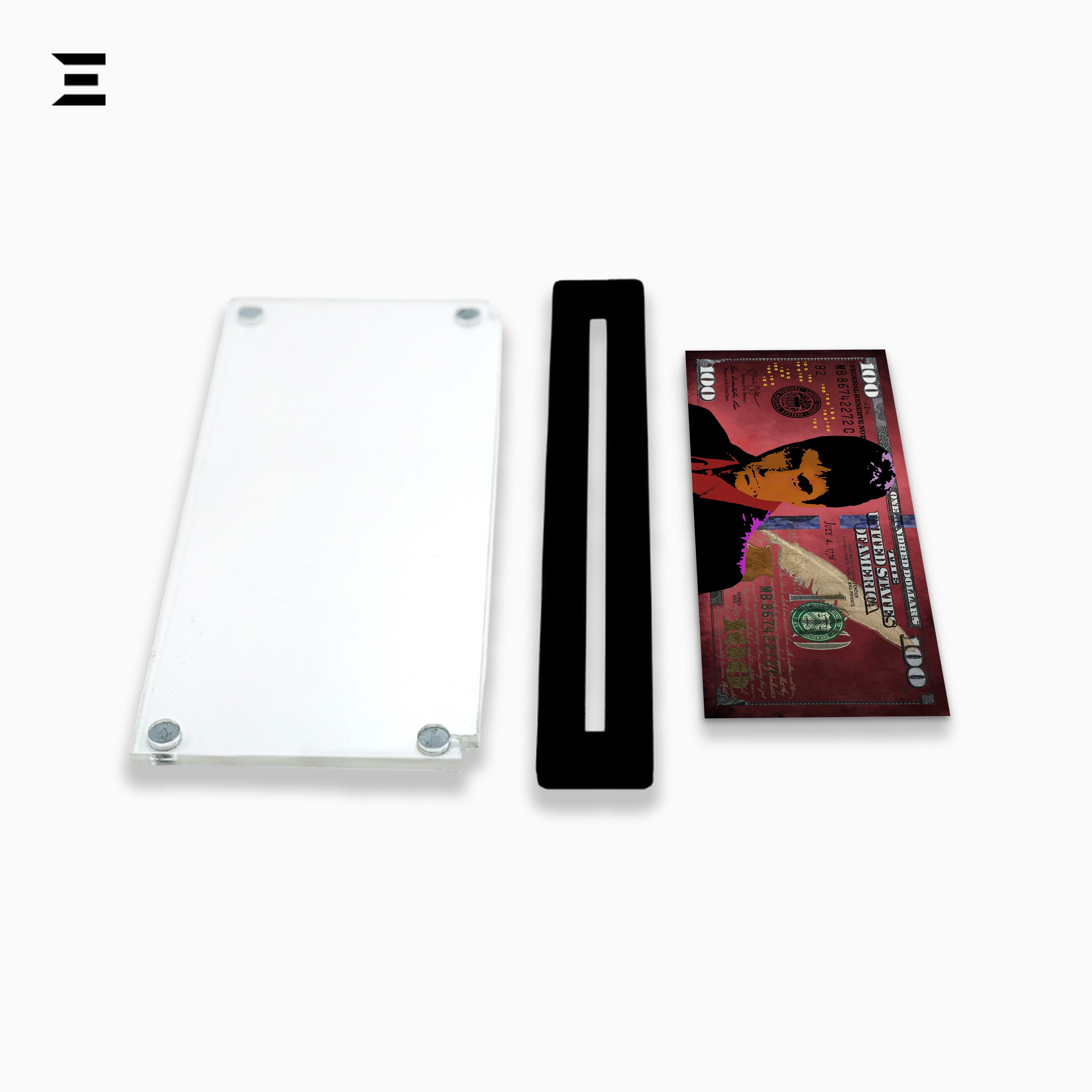 Premium Magnetic Acrylic Frame with Black Base – Scarface $100 Bill Edition IBRELIA