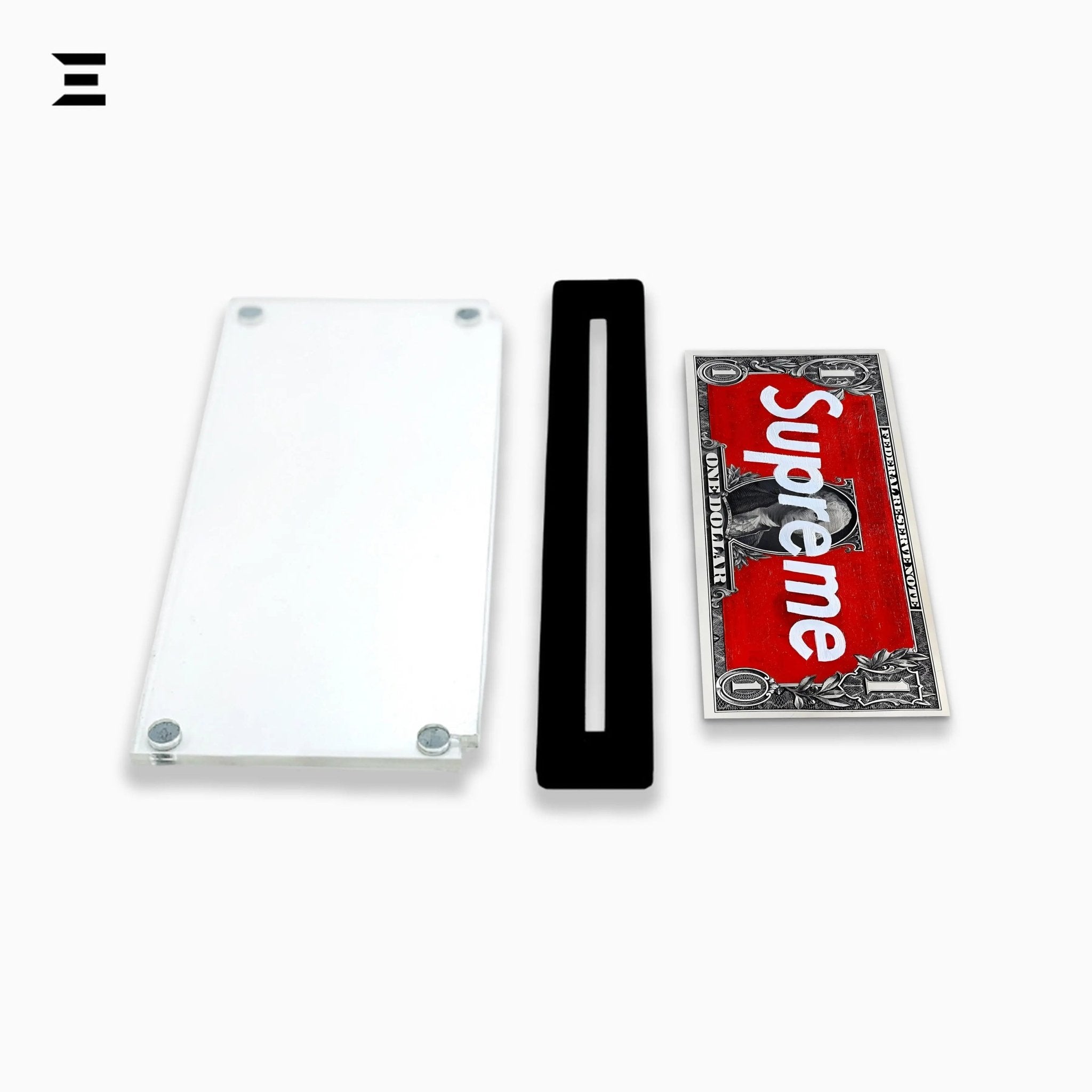 Premium Magnetic Acrylic Frame with Black Base – Supreme $1 Dollar Pop Art - IBRELIA