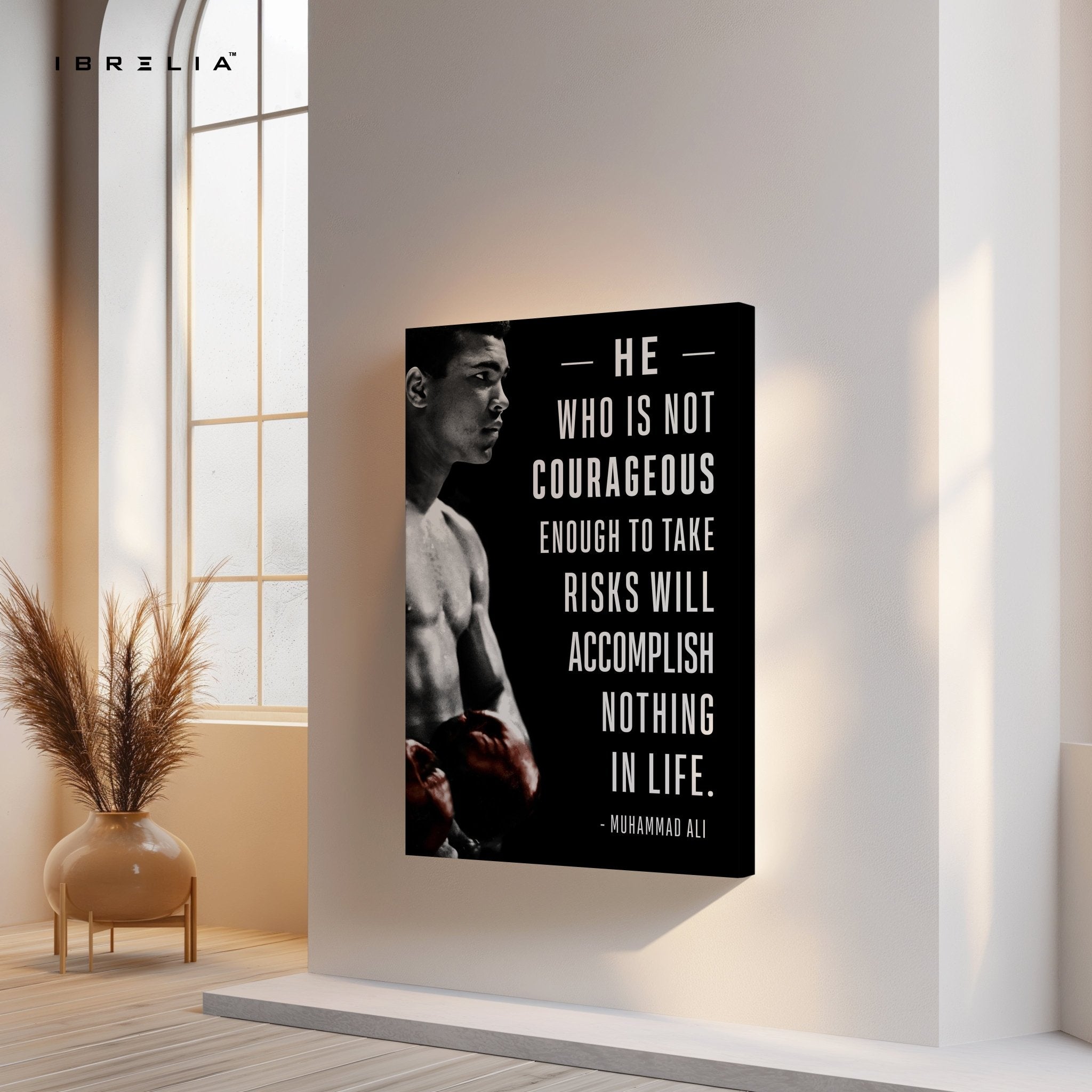 Muhammad Ali Courage Quote – 4K Ultra Wrap Frame Wall Art in Pakistan | IBRELIA™ - IBRELIA