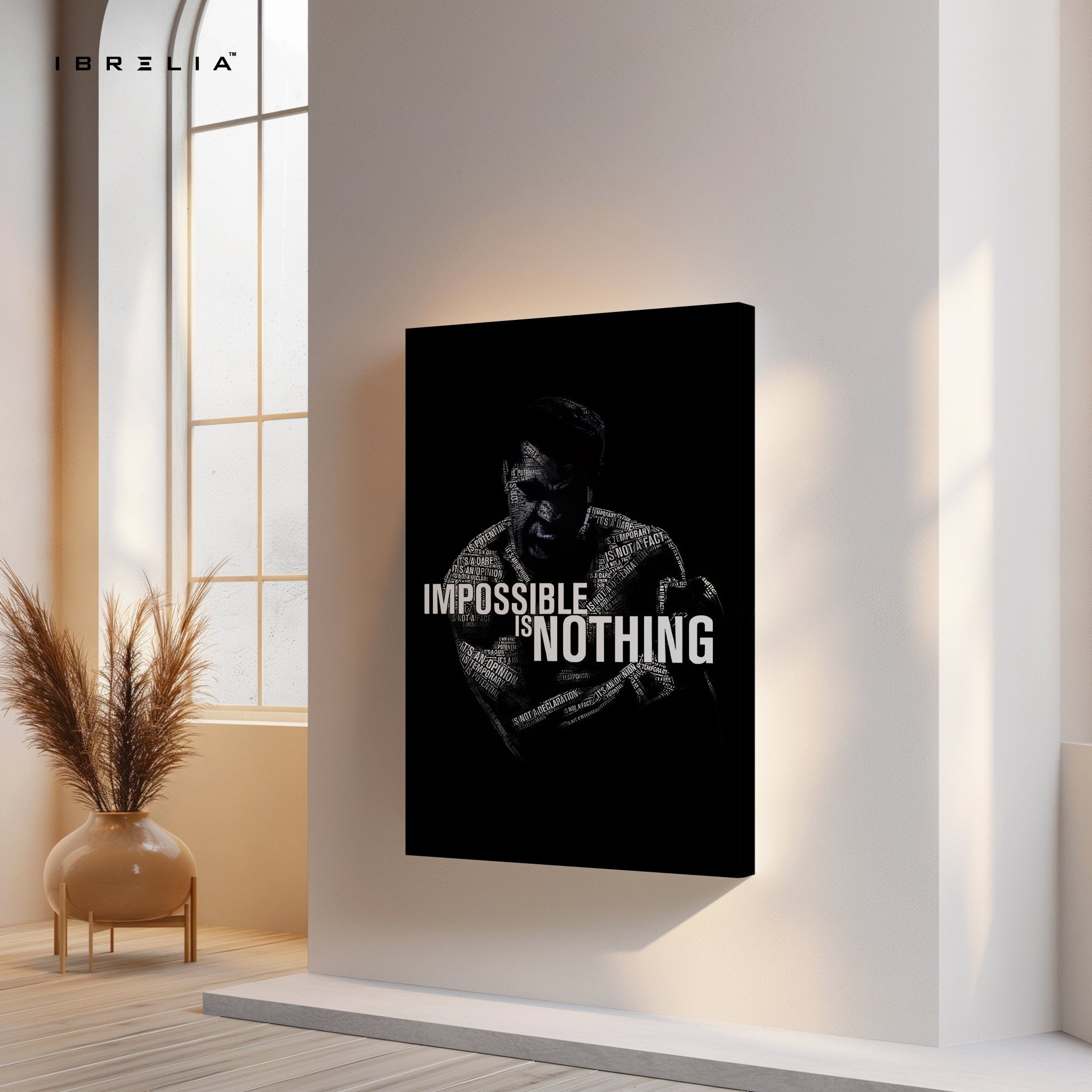 Impossible Is Nothing – Muhammad Ali Typography Wall Frame | 4K Ultra Wrap Frame Wall Art in Pakistan | IBRELIA™ - IBRELIA