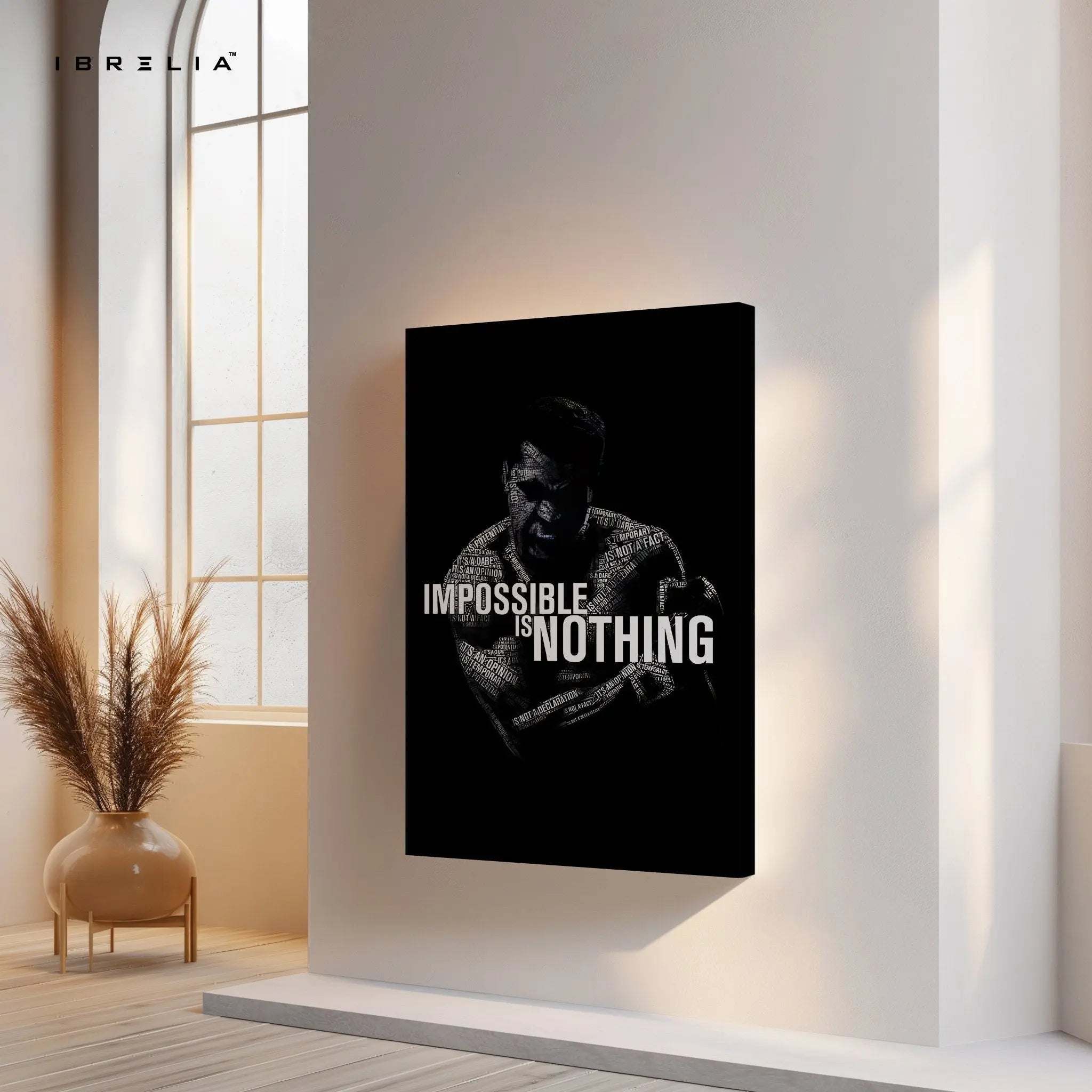 Impossible Is Nothing – Muhammad Ali Typography Wall Frame | 4K Ultra Wrap Frame Wall Art in Pakistan | IBRELIA™ - IBRELIA