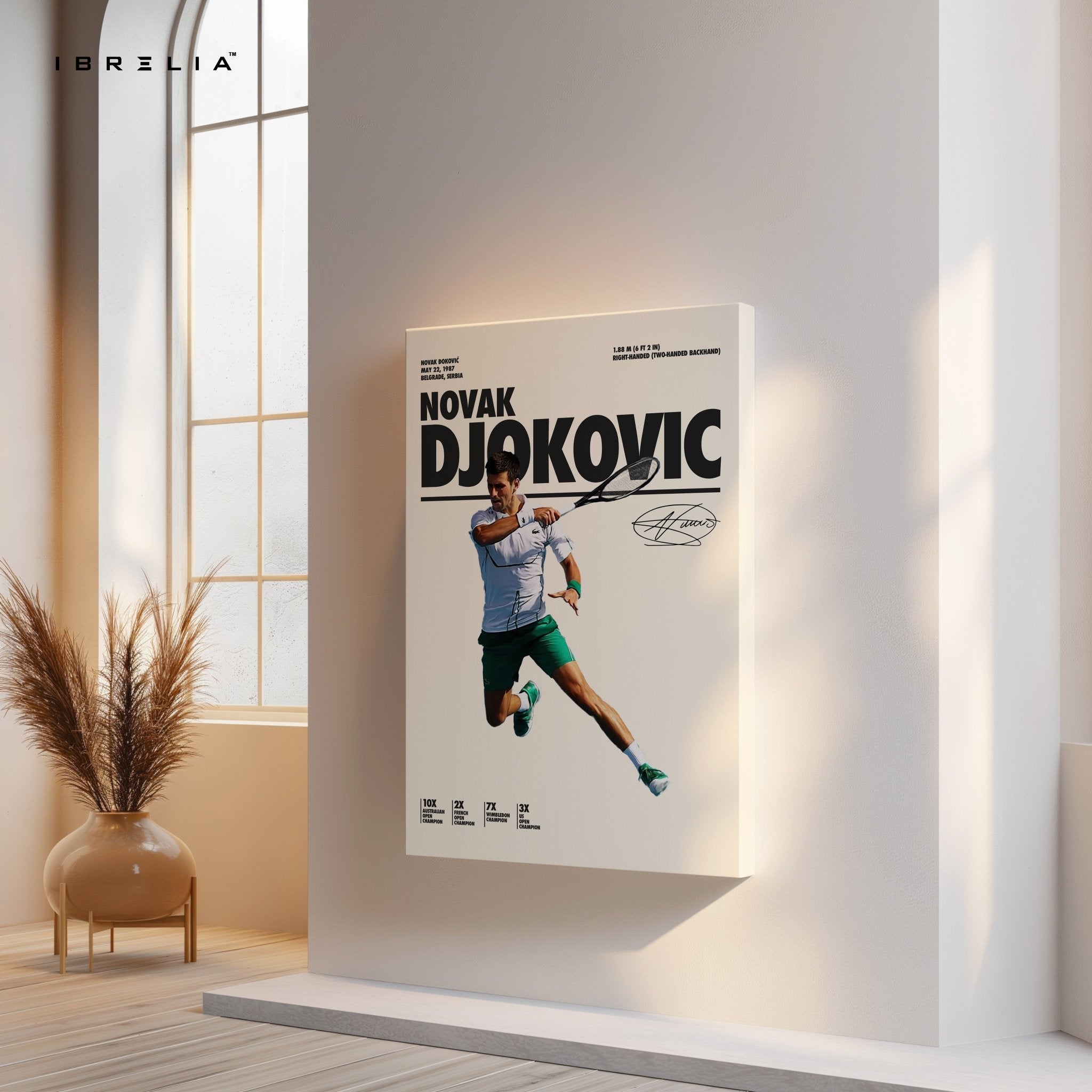 Novak Djokovic Grand Slam Champion – 4K Ultra Wrap Frame Wall Art in Pakistan | IBRELIA™ - IBRELIA
