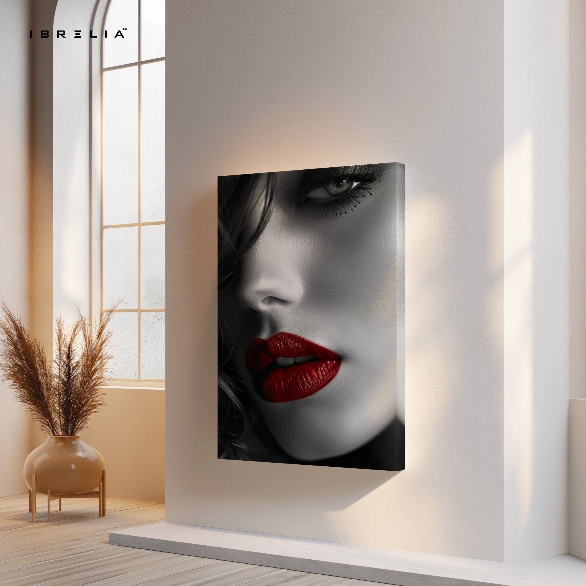 Red Lips Noir Wall Frame | 4K Ultra Wrap Frame Wall Art in Pakistan | IBRELIA™ - IBRELIA