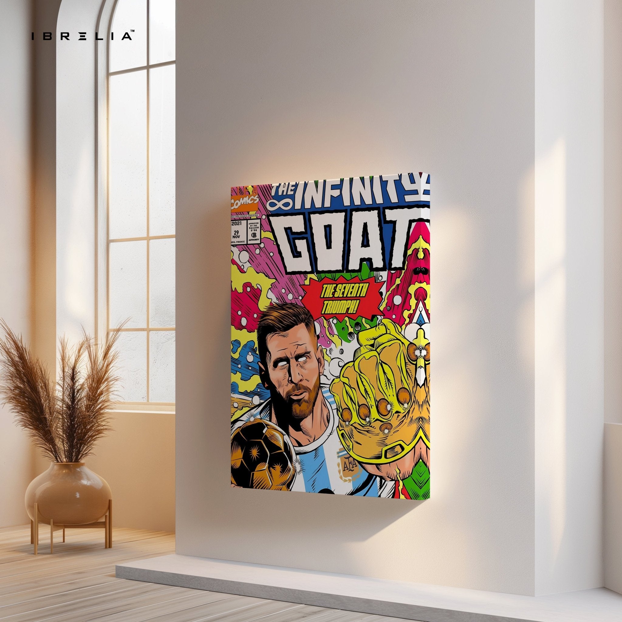 Messi “The Infinite GOAT” Comic Wall Frame | 4K Ultra Wrap Frame Wall Art in Pakistan | IBRELIA™ - IBRELIA