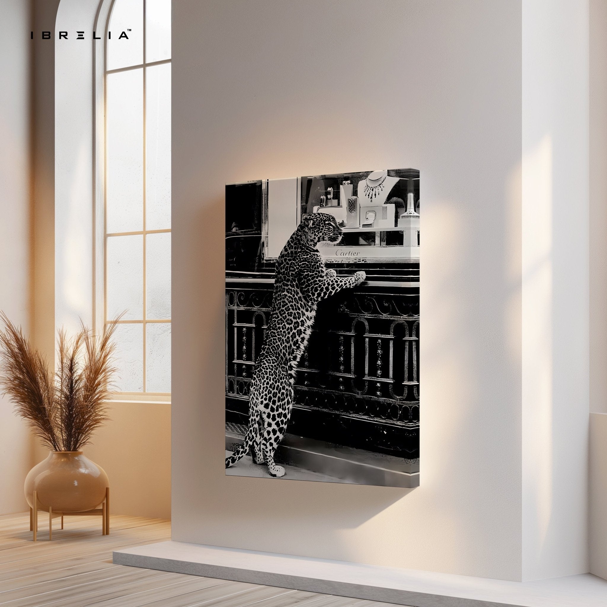 Cartier Leopard Wall Art – Black & White Luxury Fashion Decor | IBRELIA™ - IBRELIA