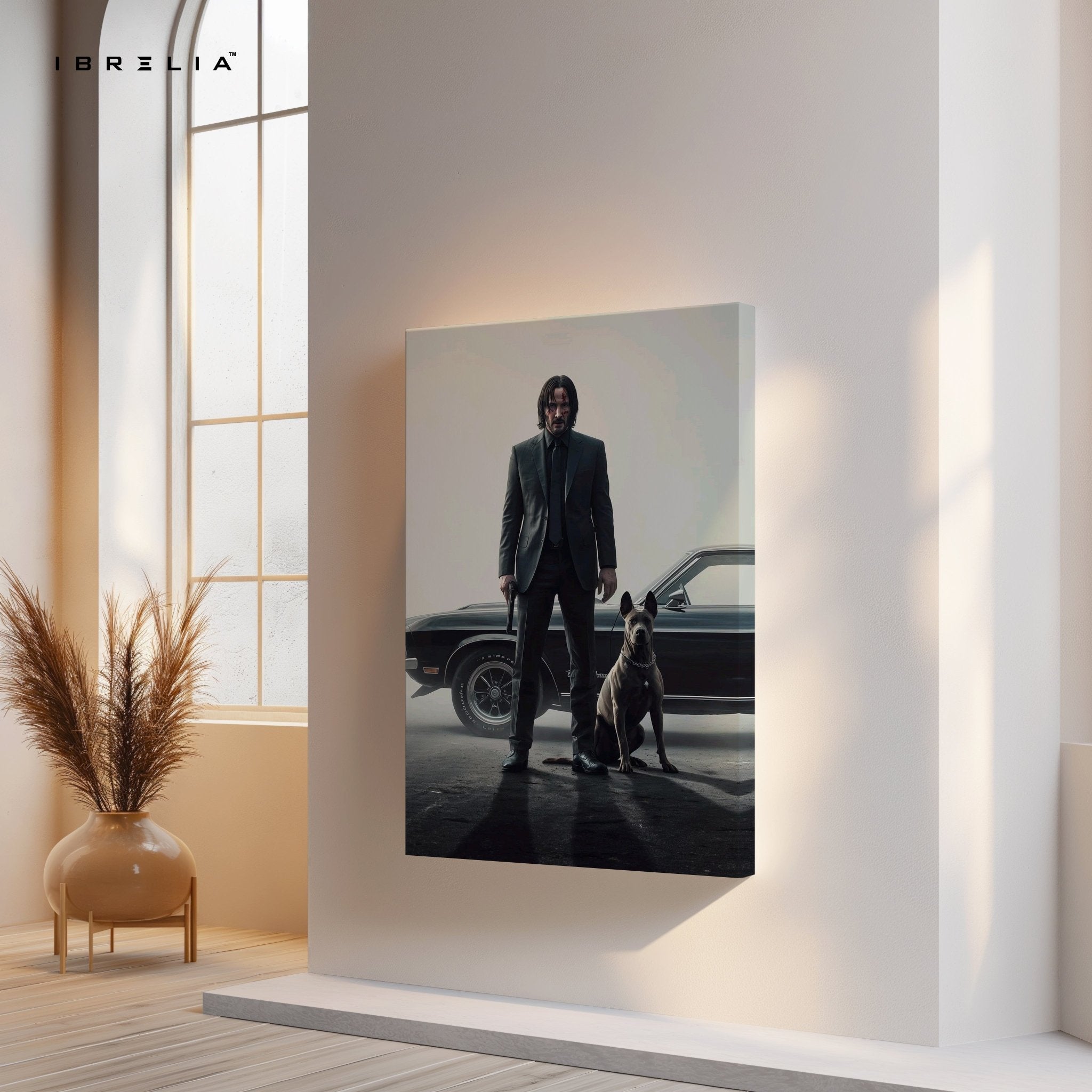 John Wick Dog & Mustang Cinematic 4K Ultra Wrap Frame Wall Art in Pakistan | IBRELIA™ - IBRELIA