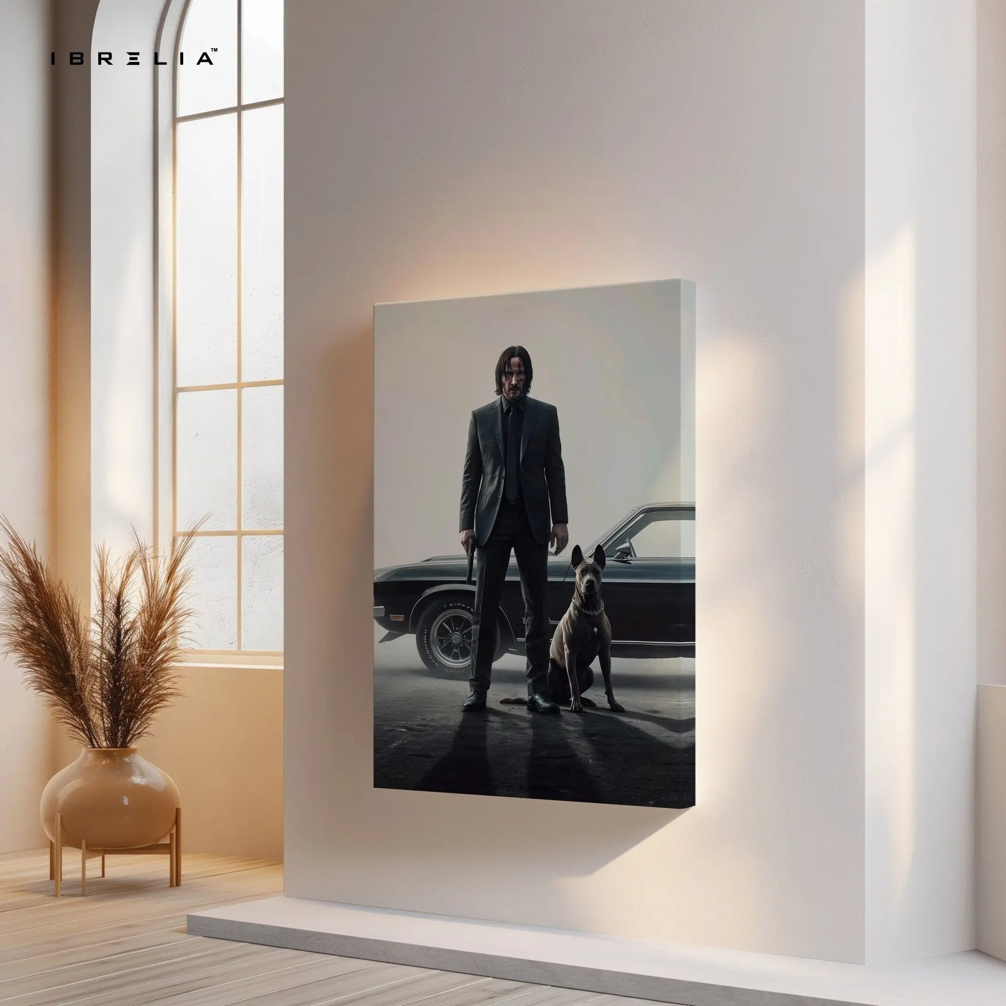 John Wick Dog & Mustang Cinematic 4K Ultra Wrap Frame Wall Art in Pakistan | IBRELIA™ - IBRELIA