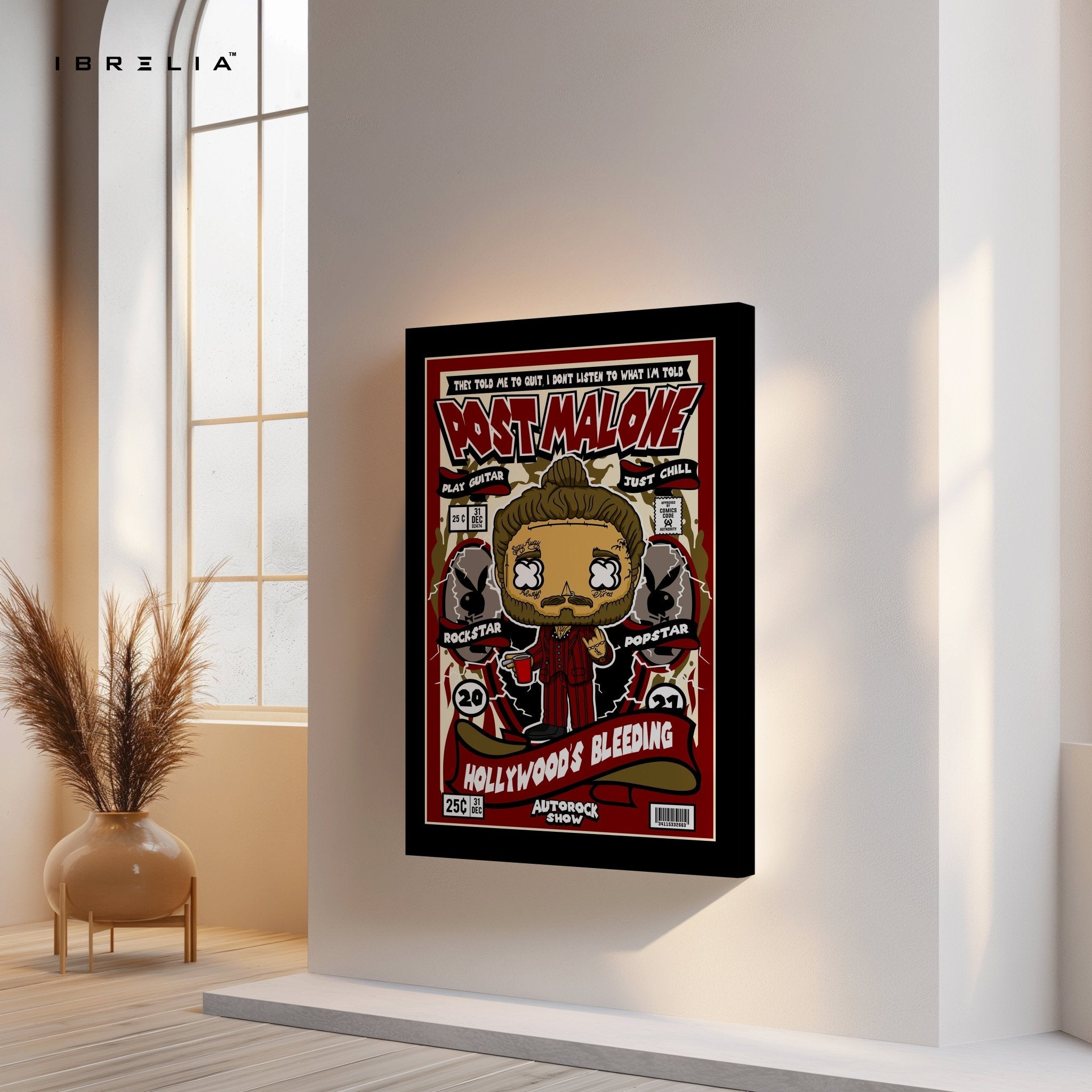Post Malone “Hollywood’s Bleeding” Pop Art Comic Edition – 4K Ultra Wrap Frame Wall Art in Pakistan | IBRELIA™ - IBRELIA