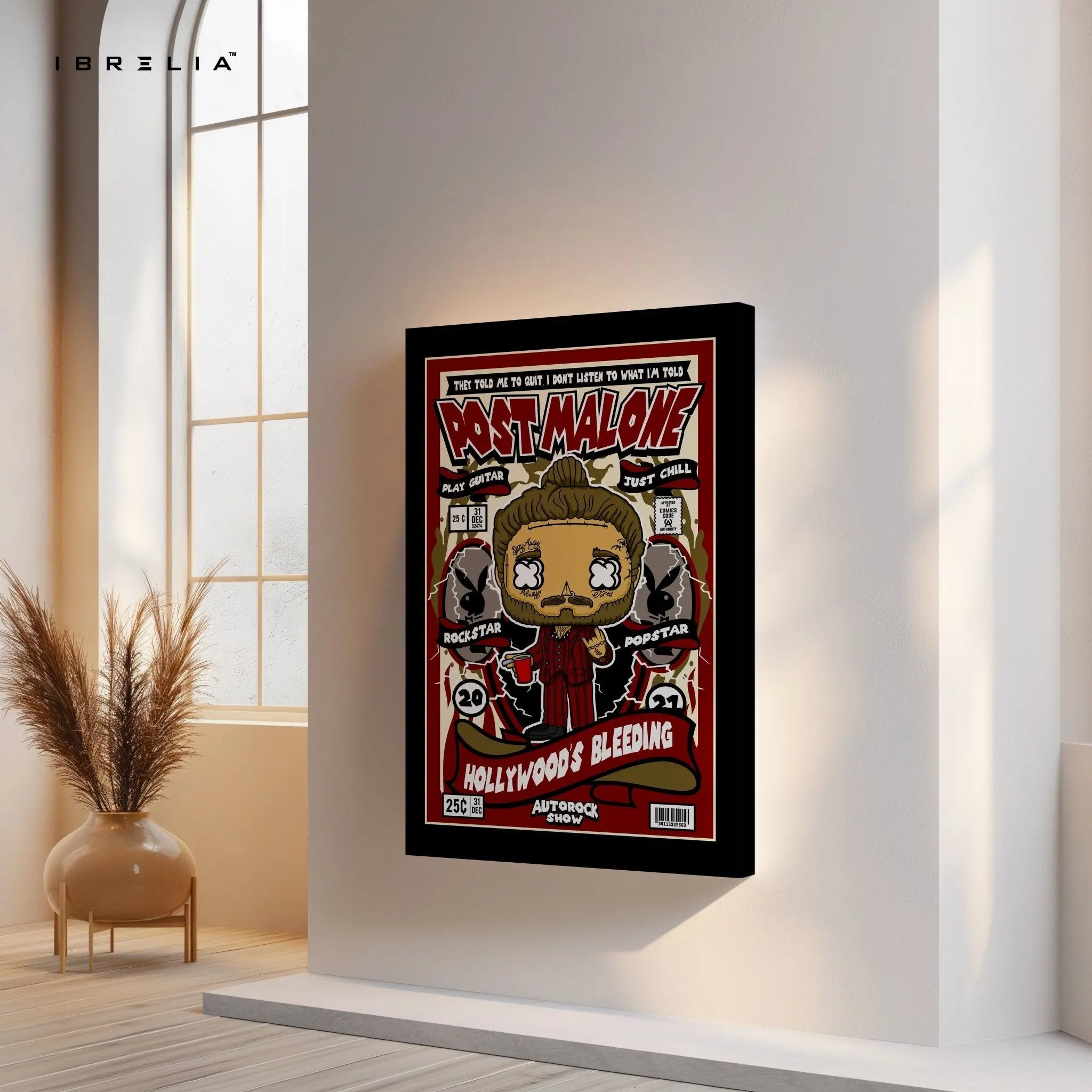 Post Malone “Hollywood’s Bleeding” Pop Art Comic Edition – 4K Ultra Wrap Frame Wall Art in Pakistan | IBRELIA™ - IBRELIA