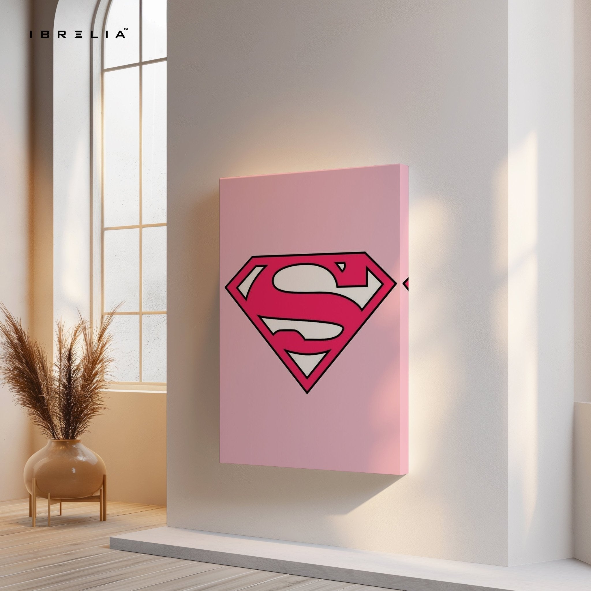 Pink Superman Logo Wall Frame | 4K Ultra Wrap Frame Wall Art in Pakistan | IBRELIA™ - IBRELIA