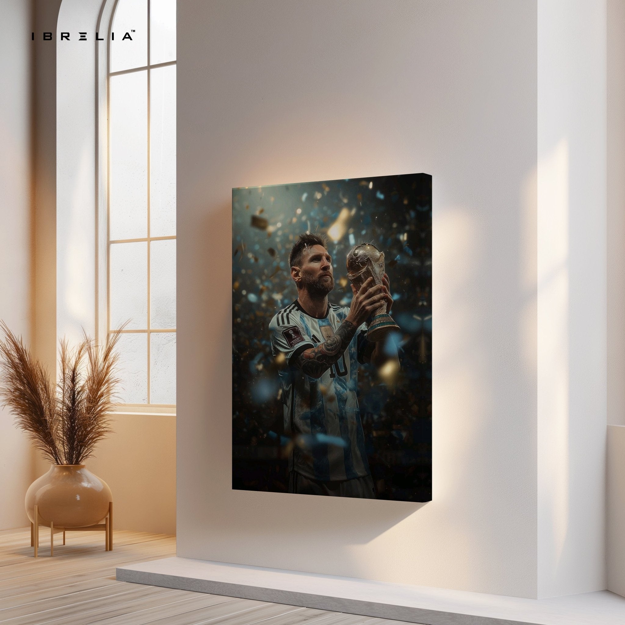 Lionel Messi World Champion Trophy Wall Frame | 4K Ultra Wrap Frame Wall Art in Pakistan | IBRELIA™ - IBRELIA