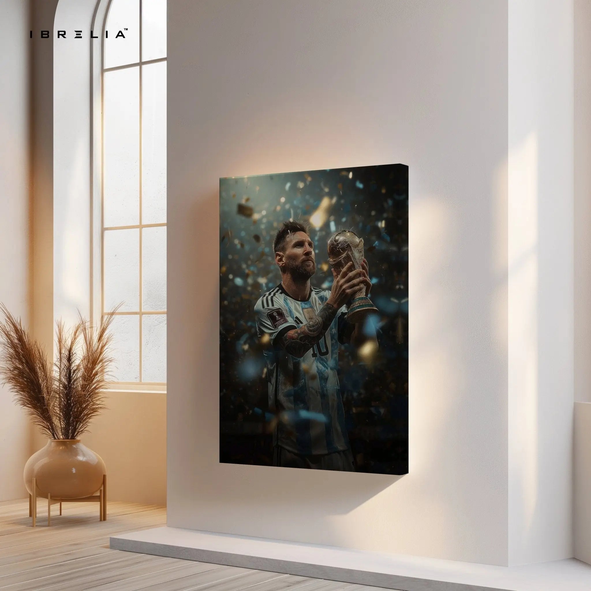 Lionel Messi World Champion Trophy Wall Frame | 4K Ultra Wrap Frame Wall Art in Pakistan | IBRELIA™ - IBRELIA