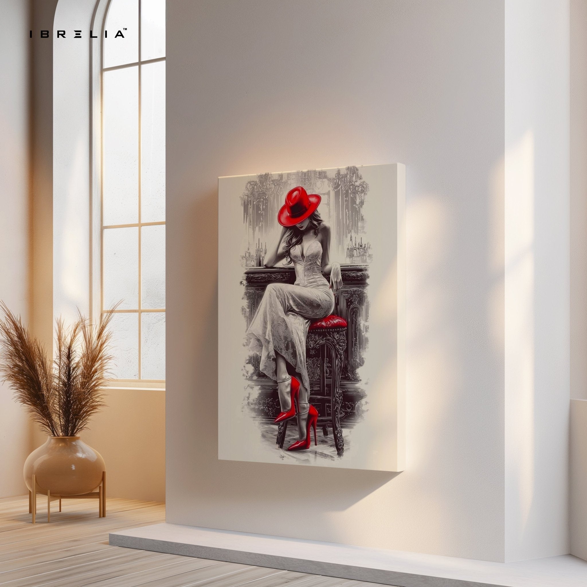 Lady in Red Wall Frame | 4K Ultra Wrap Frame Wall Art in Pakistan | IBRELIA™ - IBRELIA