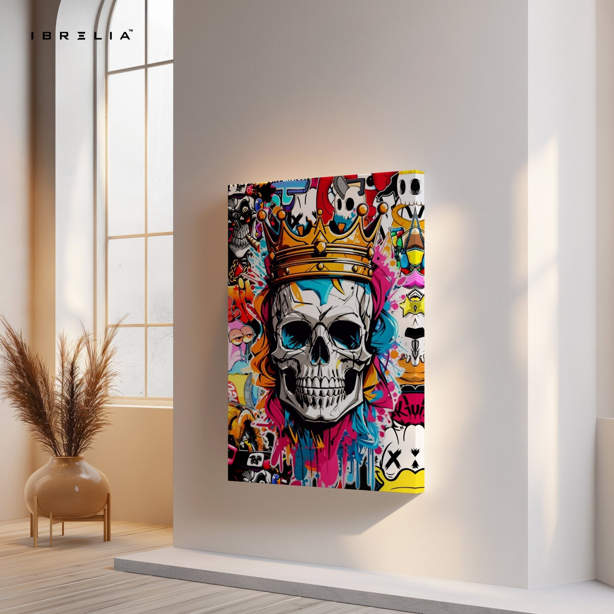 Crowned Skull Graffiti Wall Frame | 4K Ultra Wrap Frame Wall Art in Pakistan | IBRELIA™ - IBRELIA