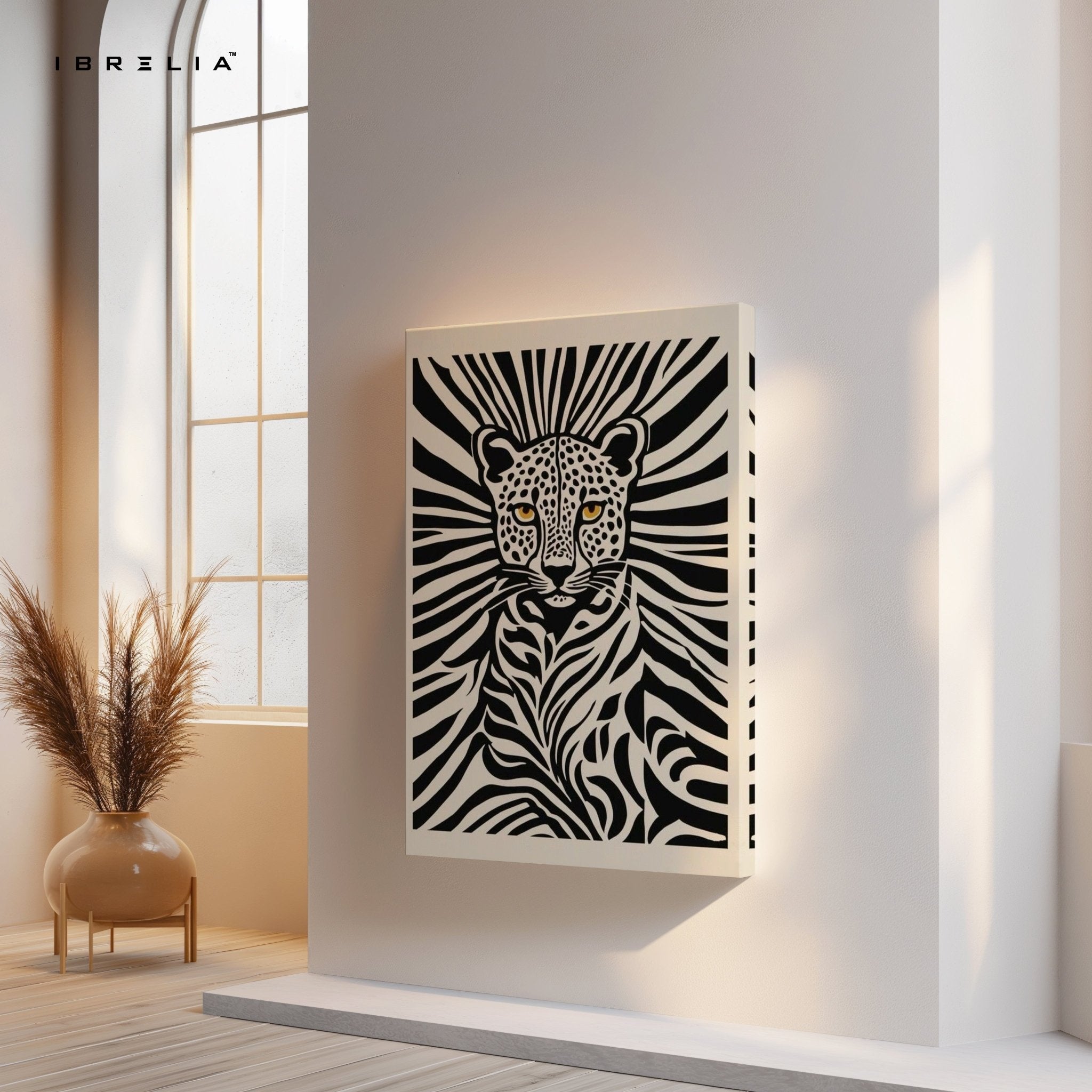 Monochrome Jungle Leopard Wall Frame | 4K Ultra Wrap Frame Wall Art in Pakistan | IBRELIA™ - IBRELIA