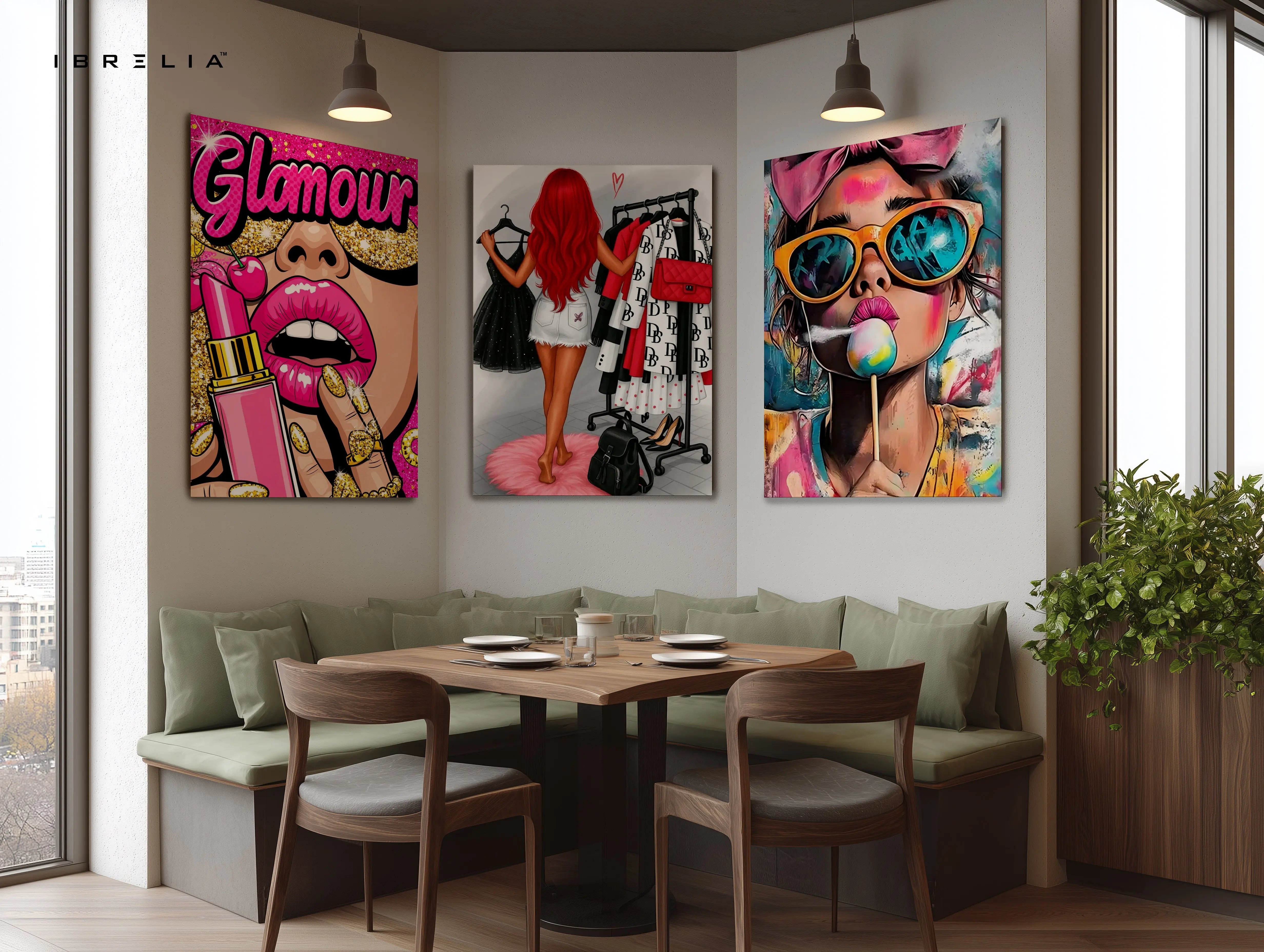 Glamour Fashion Pop Art 3 Panel 4K Ultra HD Wall Art in Pakistan | IBRELIA™ IBRELIA