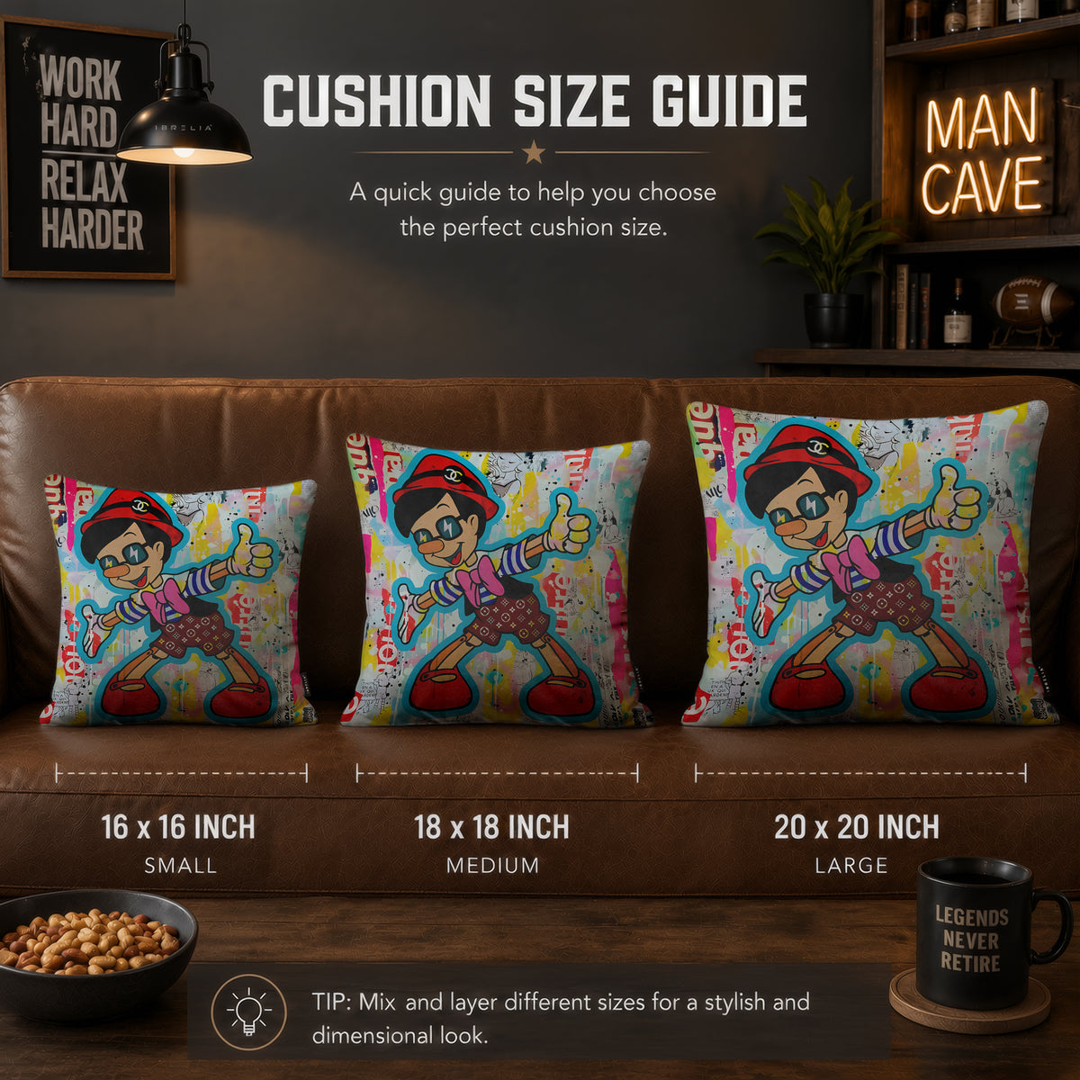 Pinocchio Pop Art Cushion | Premium Velvet Suede | Double-Sided Print