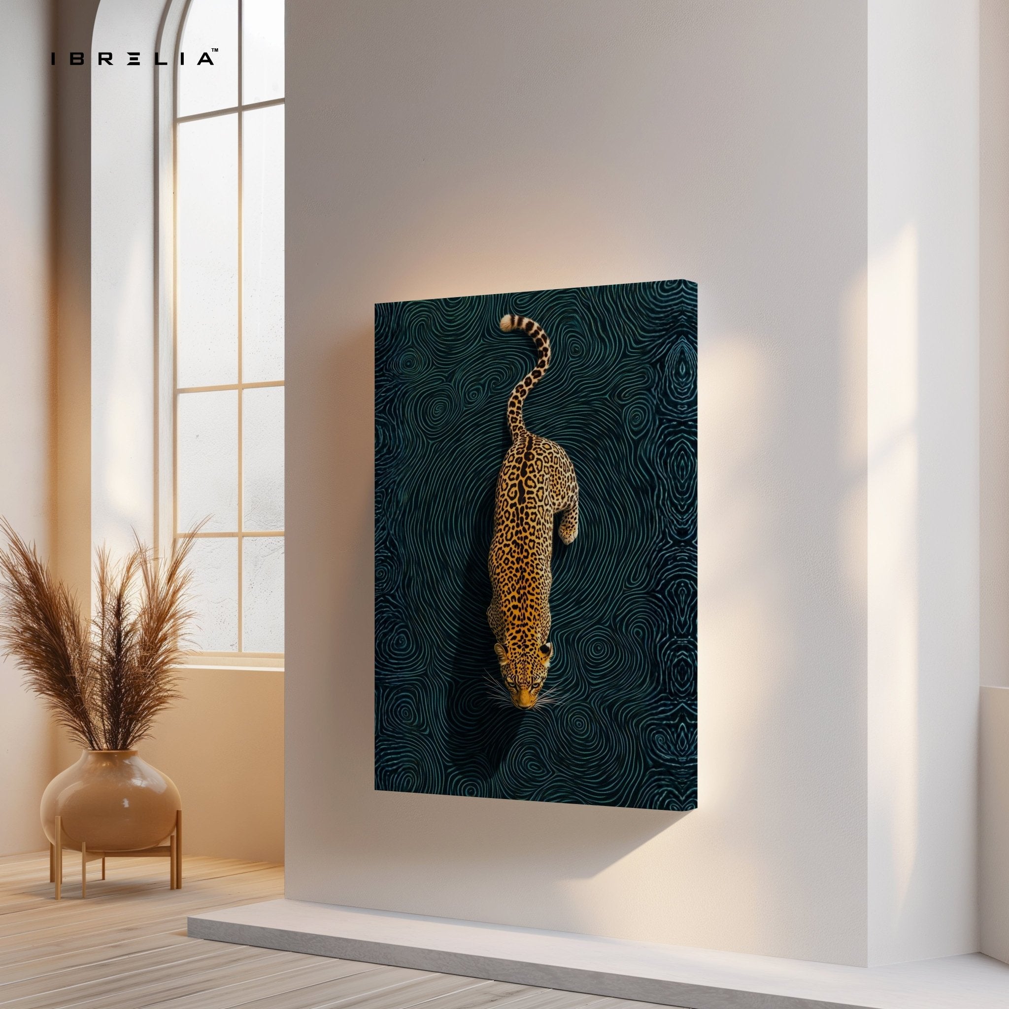 Golden Leopard Dive Wall Frame | 4K Ultra Wrap Frame Wall Art in Pakistan | IBRELIA™ - IBRELIA