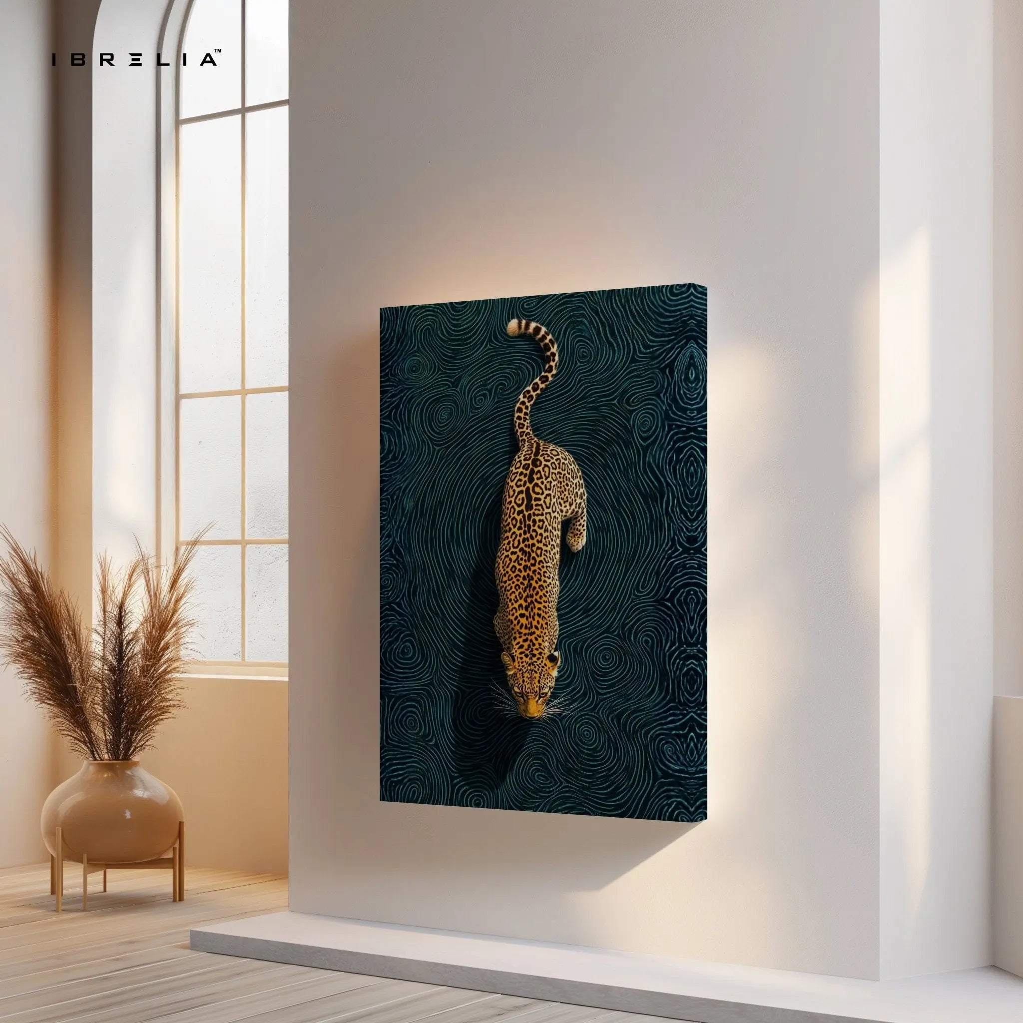 Golden Leopard Dive Wall Frame | 4K Ultra Wrap Frame Wall Art in Pakistan | IBRELIA™ - IBRELIA